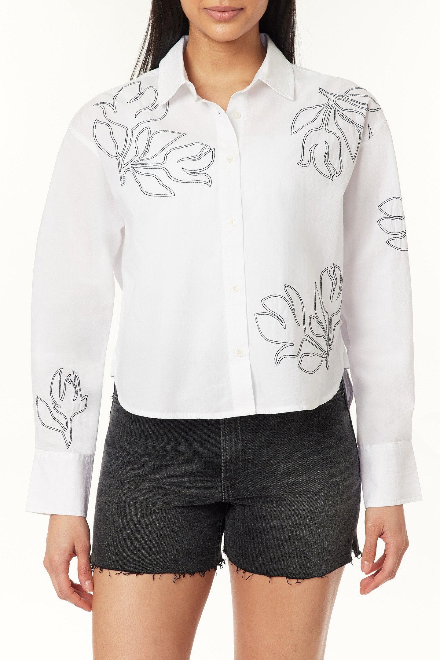 LONG SLEEVE WOVEN TOP BRILLIANT WHITE 1