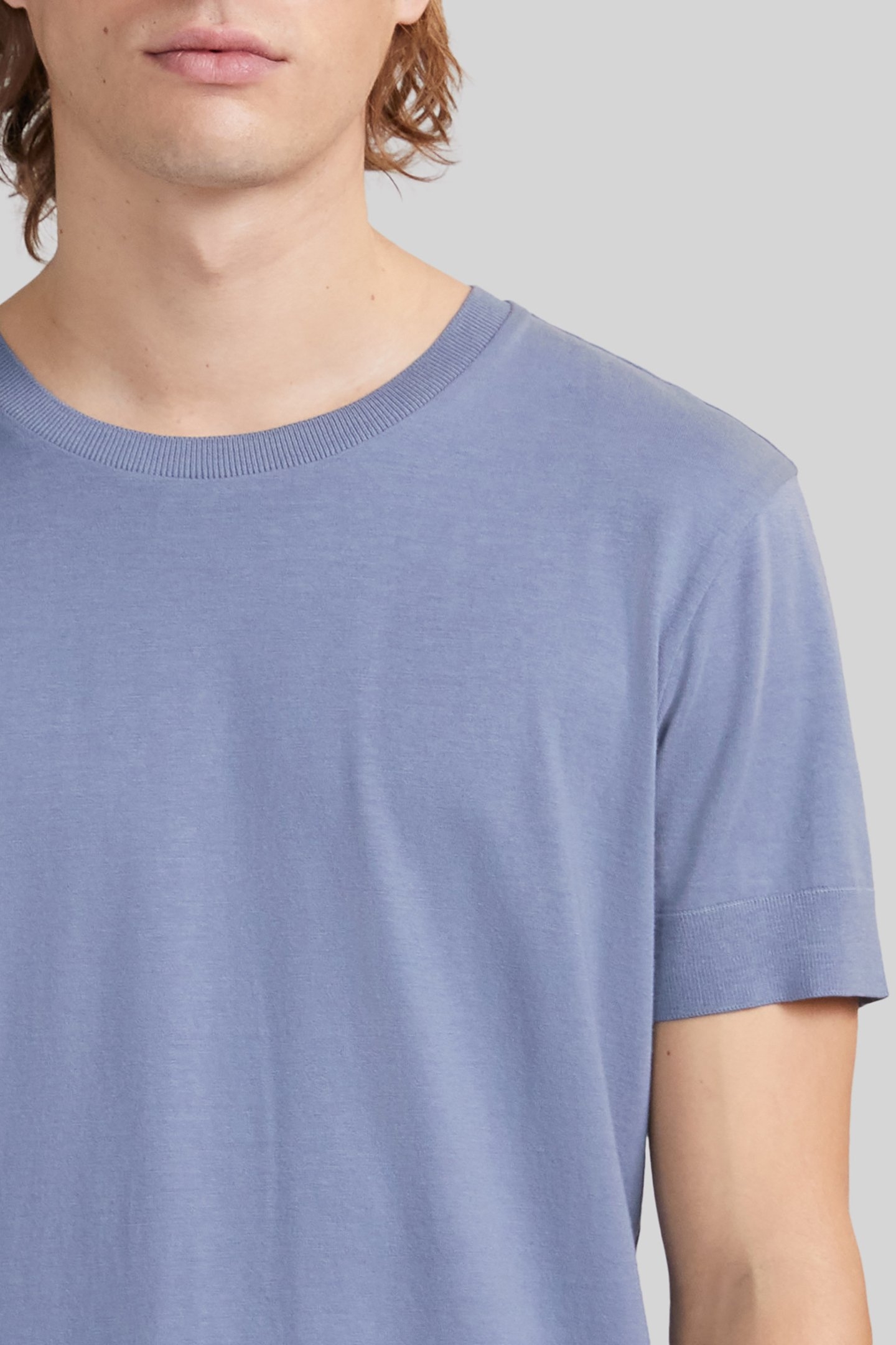 LIGHT BLUE COTTON MODAL BLEND T-SHIRT 3