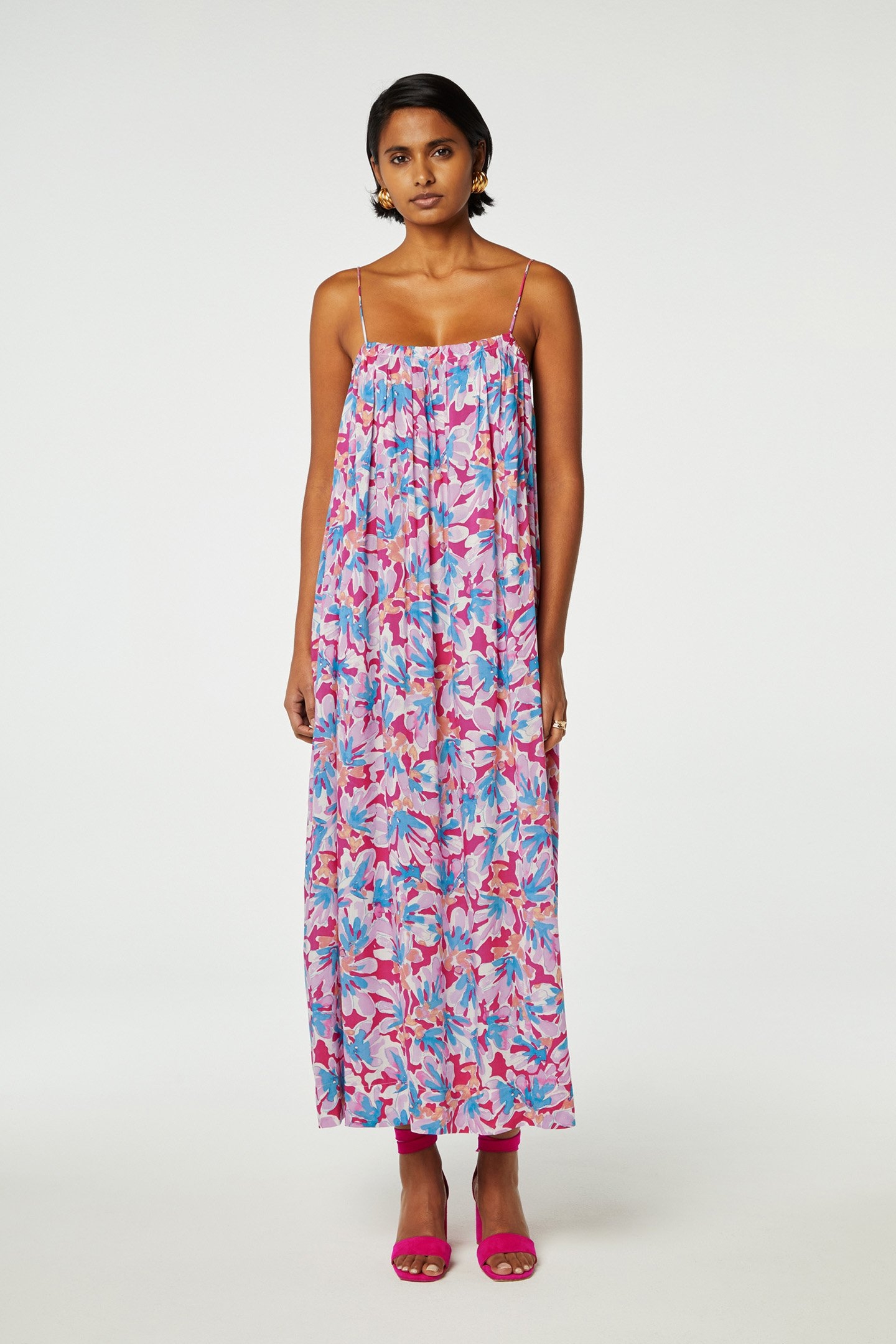 LEANNA DRESS AZURE BLUE/HOT PINK 1