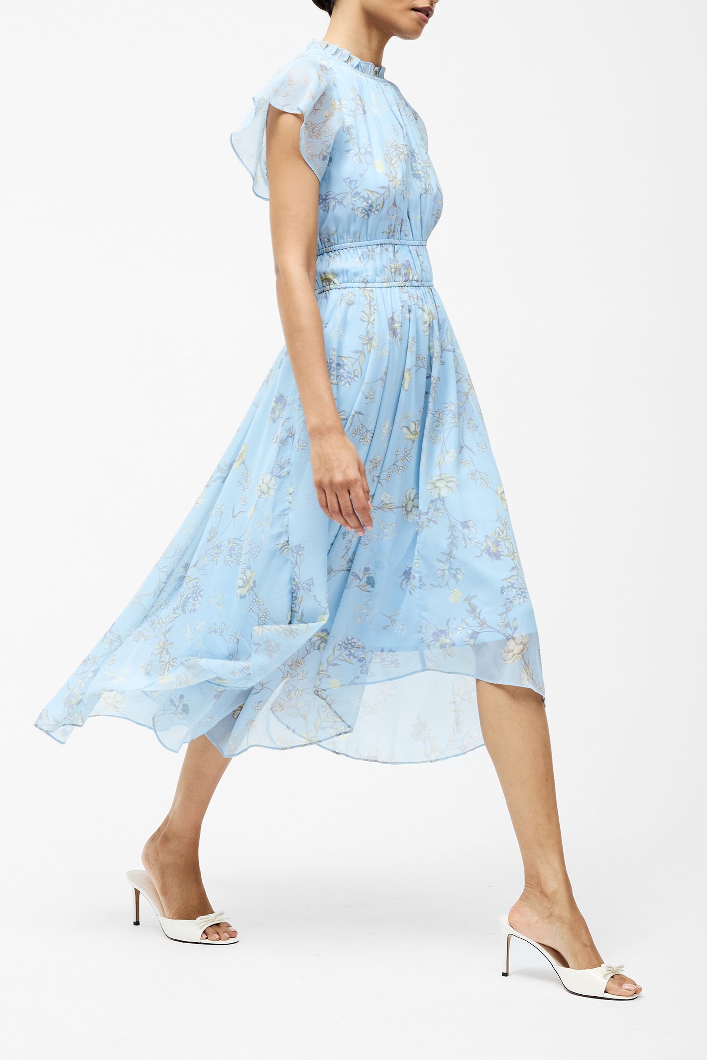 DIANA GATHERED FLOWING DRESS CASHMERE BLUE 3