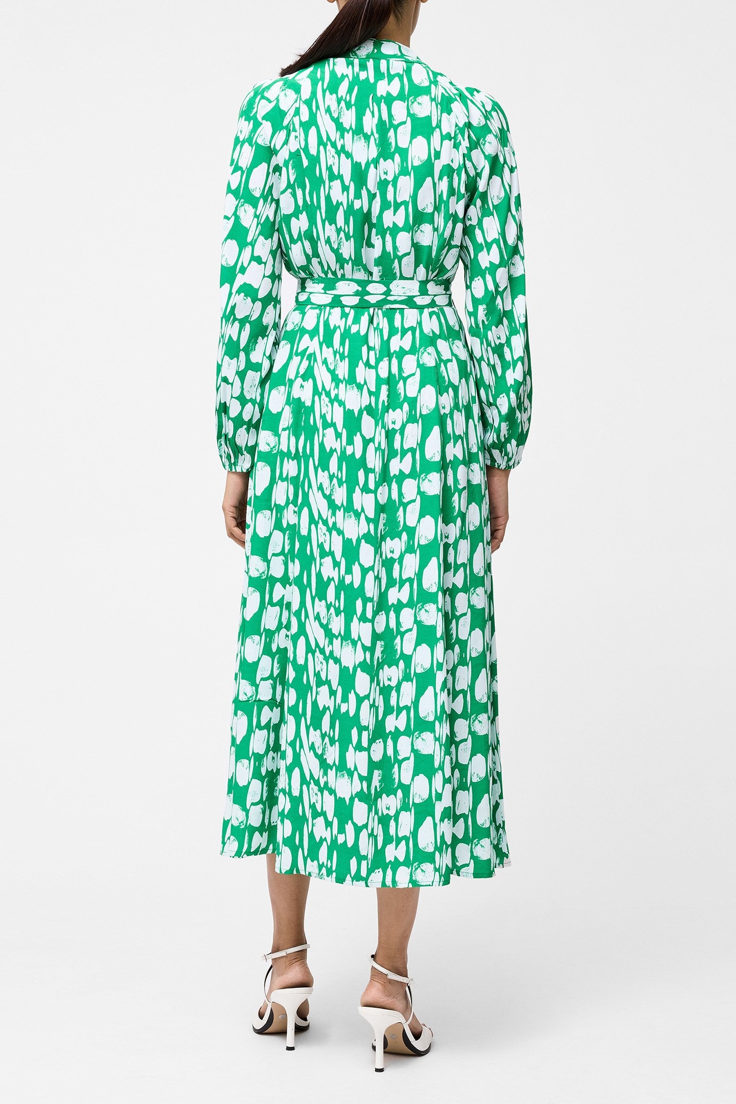 ISLANNA LONG SLEEVE BELTED MIDI DRESS JELLYBEAN/WHITE 2