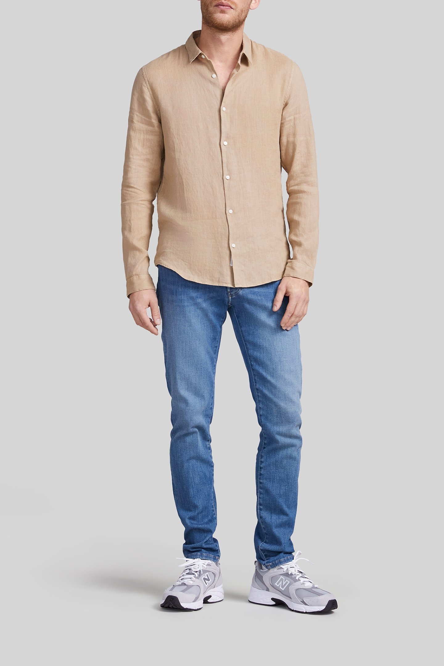 BEIGE PURE LINEN SLIM SHIRT 3