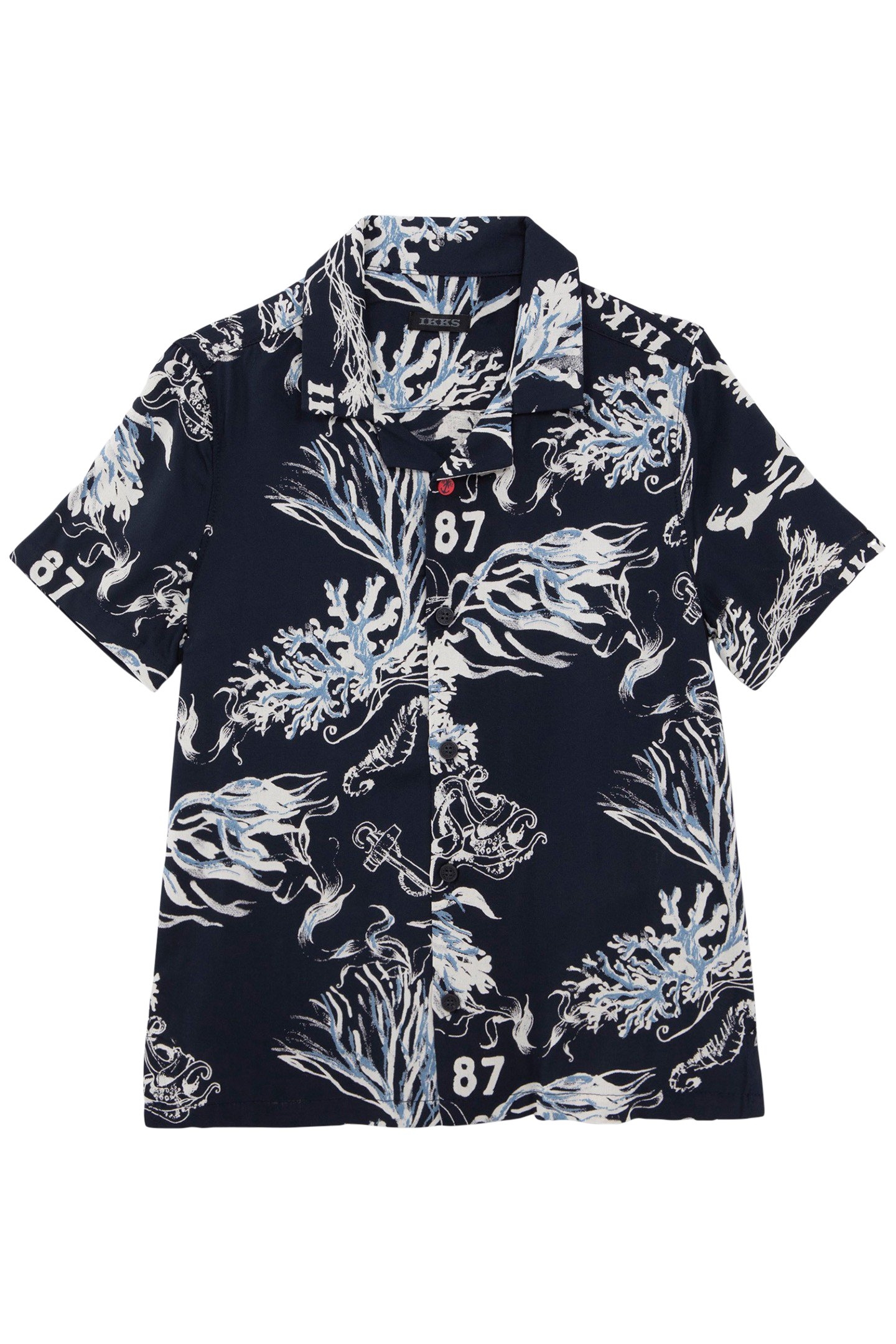 BOYS’ NAVY CORAL PRINT LENZING™ ECOVERO™ SHIRT 1