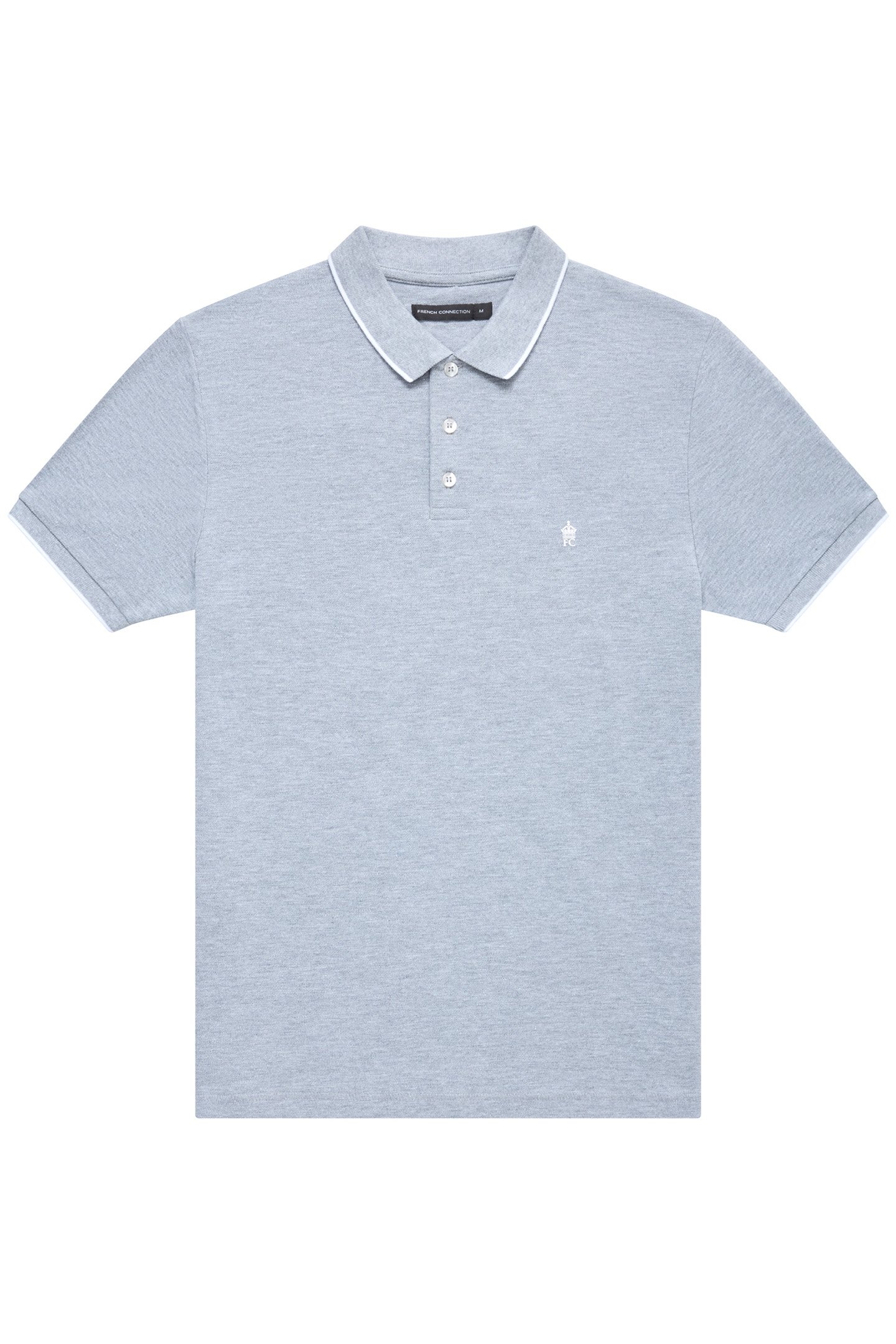 TIPPED PIQUE POLO LGT GREY MEL/WHITE 1