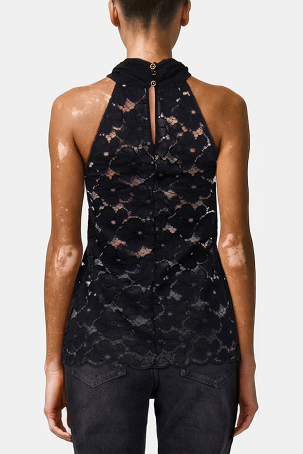 MARCIANO BY GUESS TOP - LACE + CHIFFON BLACK 2