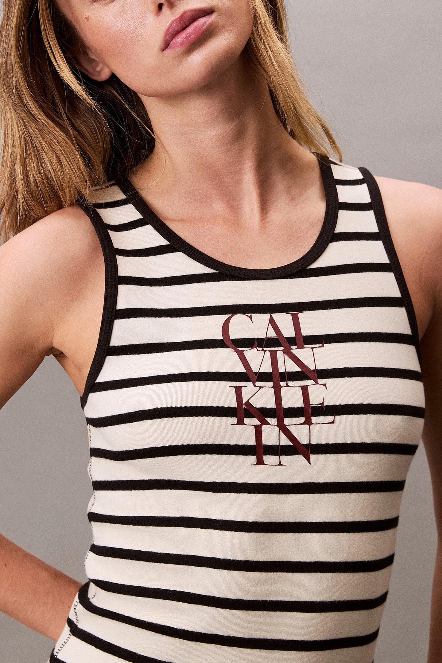 COTTON RIB STRIPE SLEEVELESS DRESS SWEET CORN 5