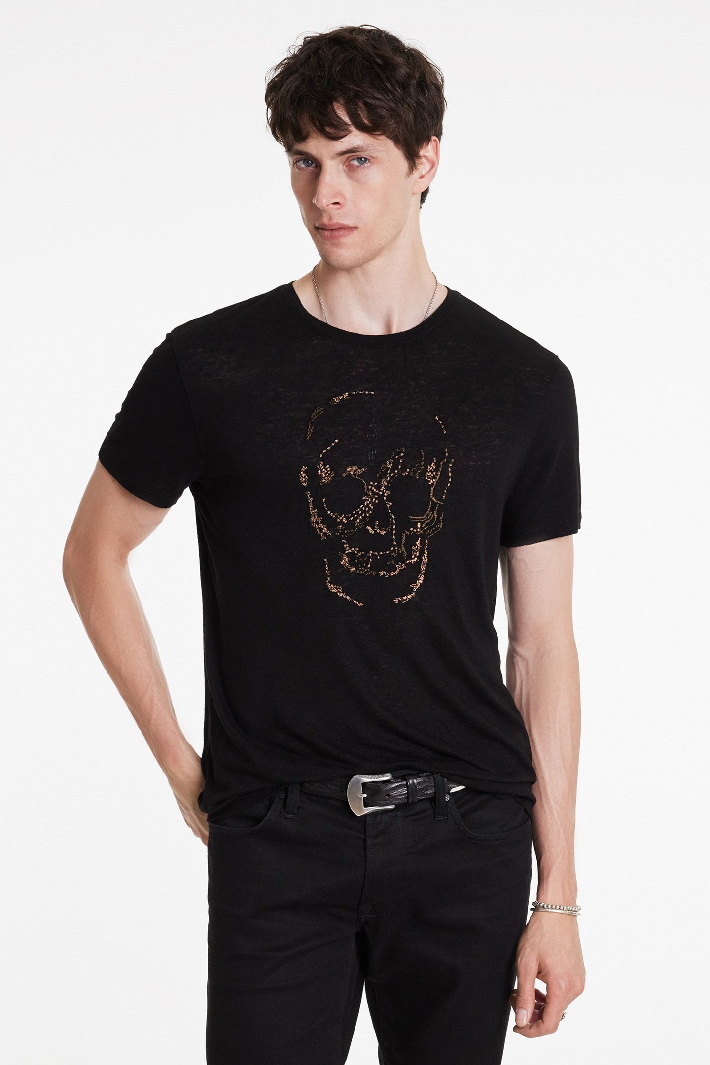 SS CREW TEE - EMBELLISHED BLACK 1