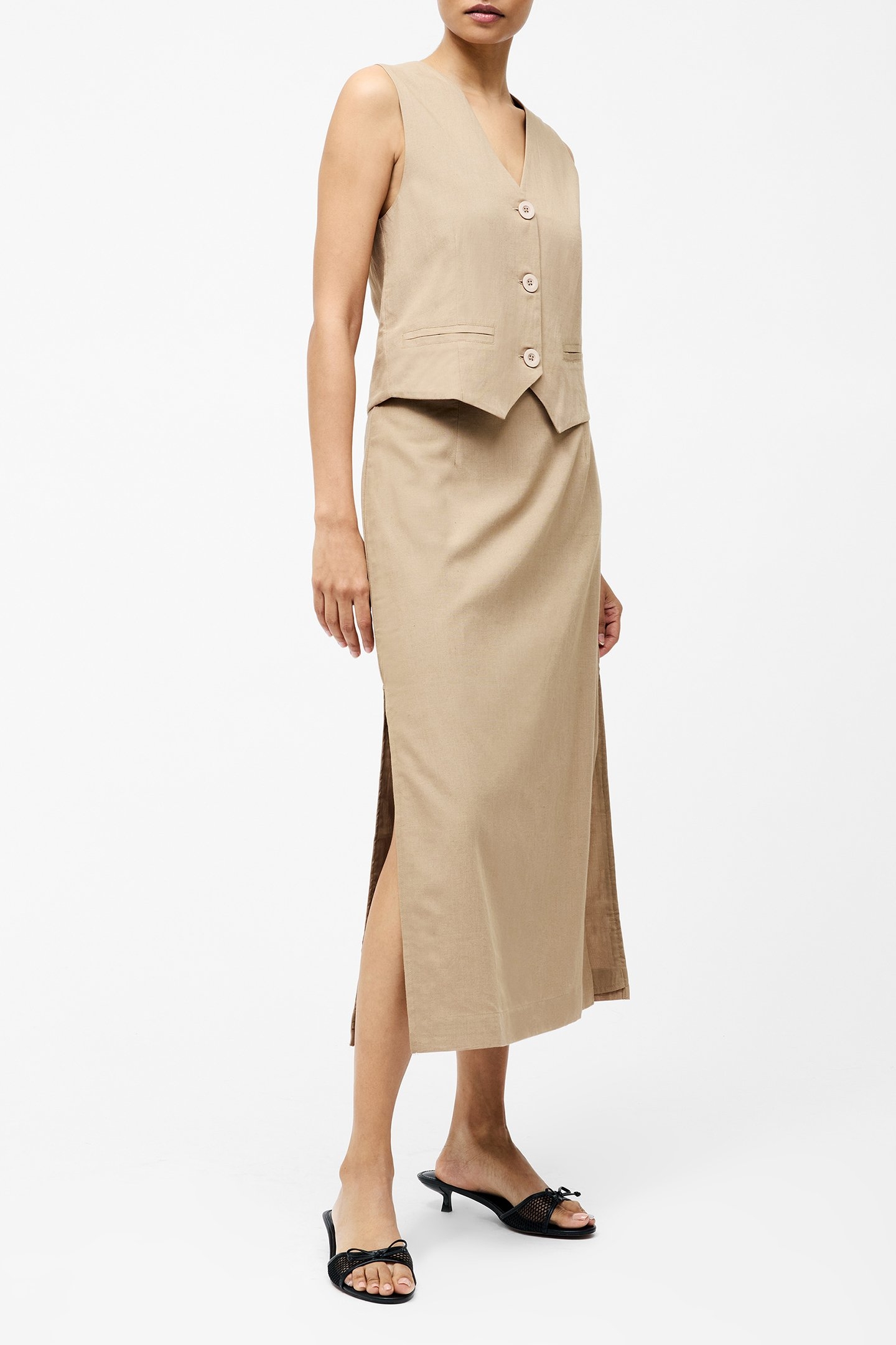 LINEN SINGLE BREASTED WAISTCOAT INCENSE 2