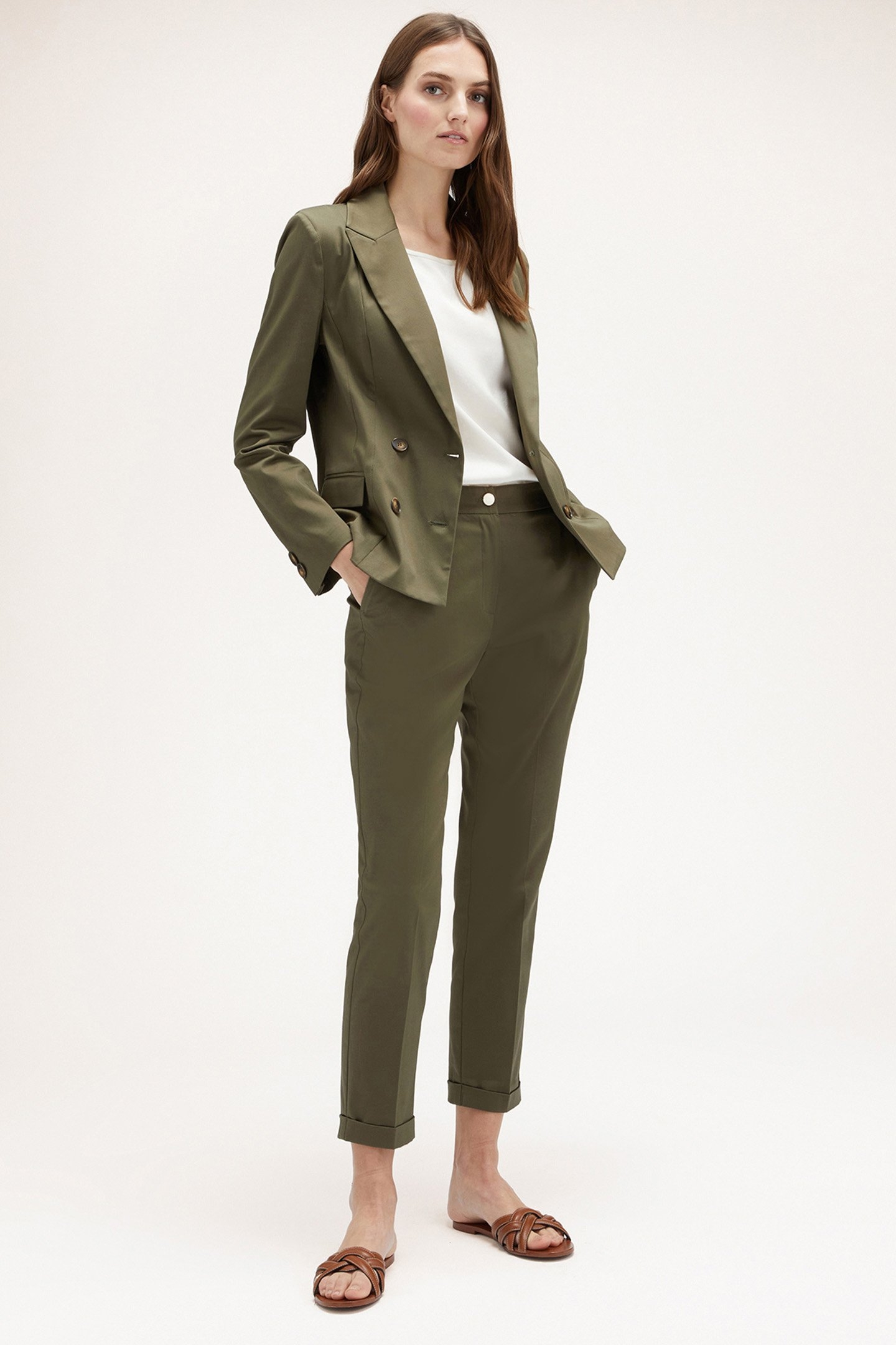 DOUBLE-BREASTED UNLINED JACKET GREEN 3