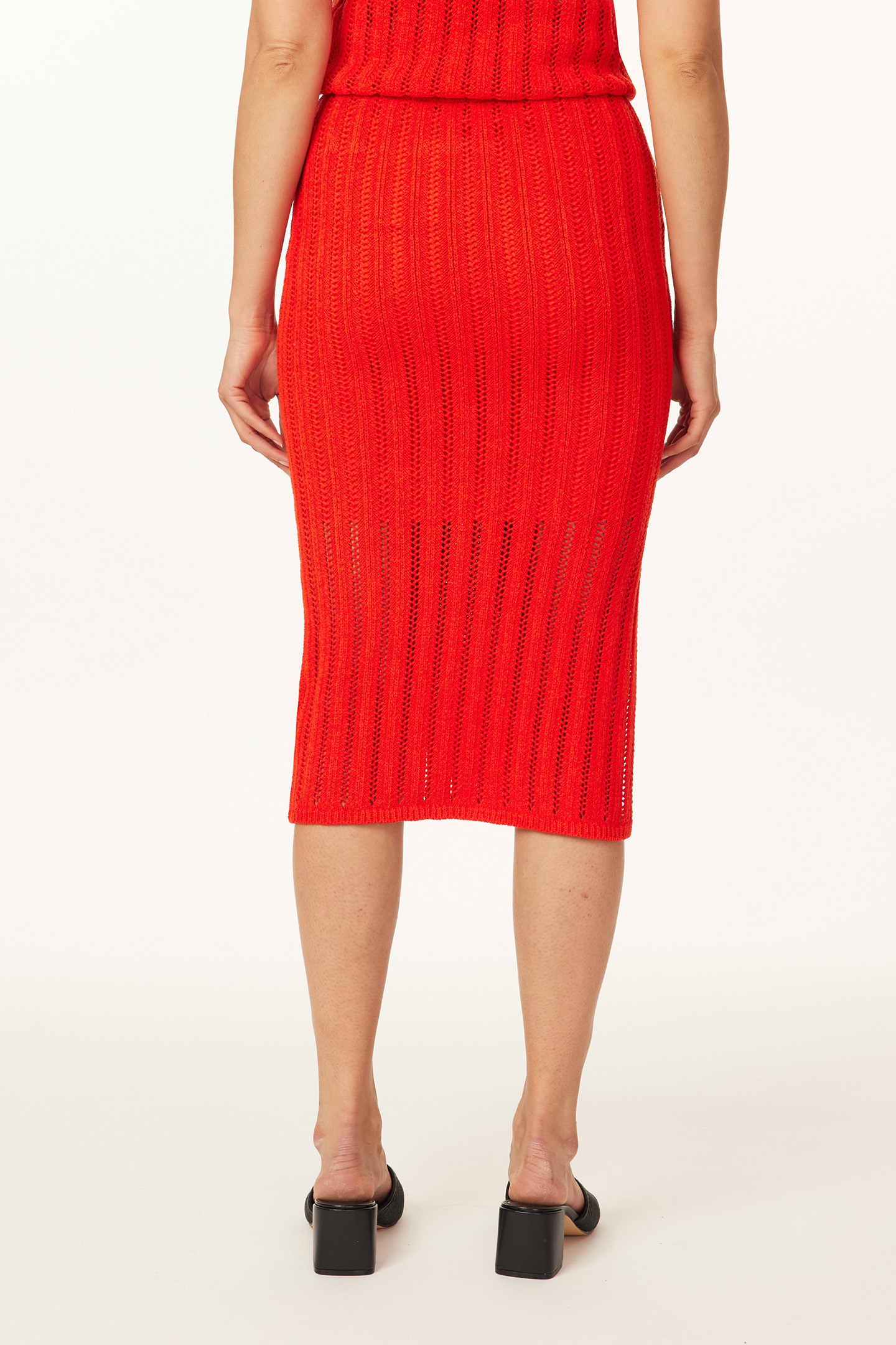 PENCIL SCALLOP KNIT SKIRT ORANGE.COM 2