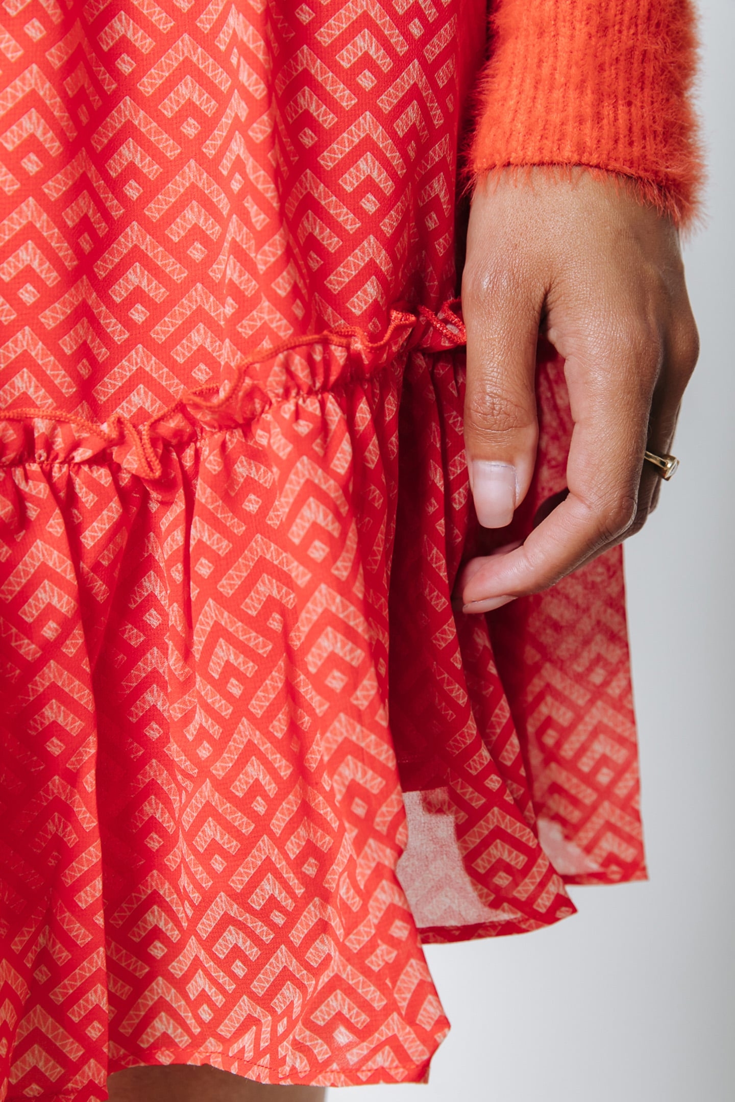 HANNAH SMALL GEO MINI SKIRT BRIGHT ORANGE 6