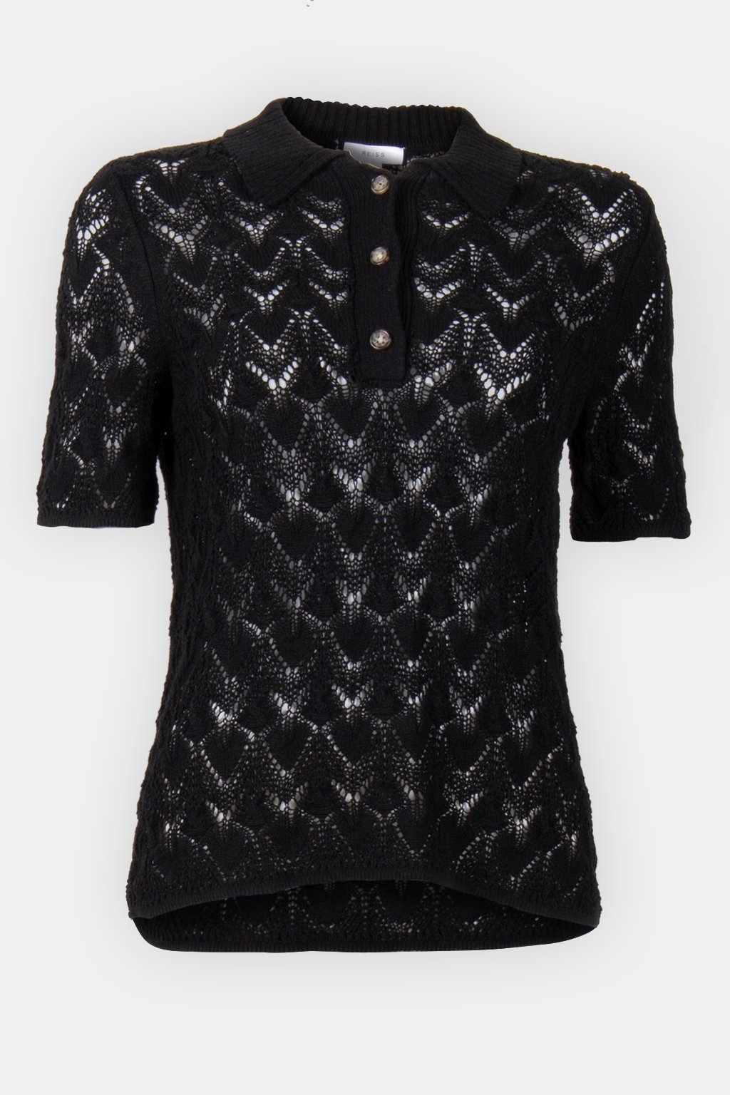 CROCHET KNIT POLO BLACK 4