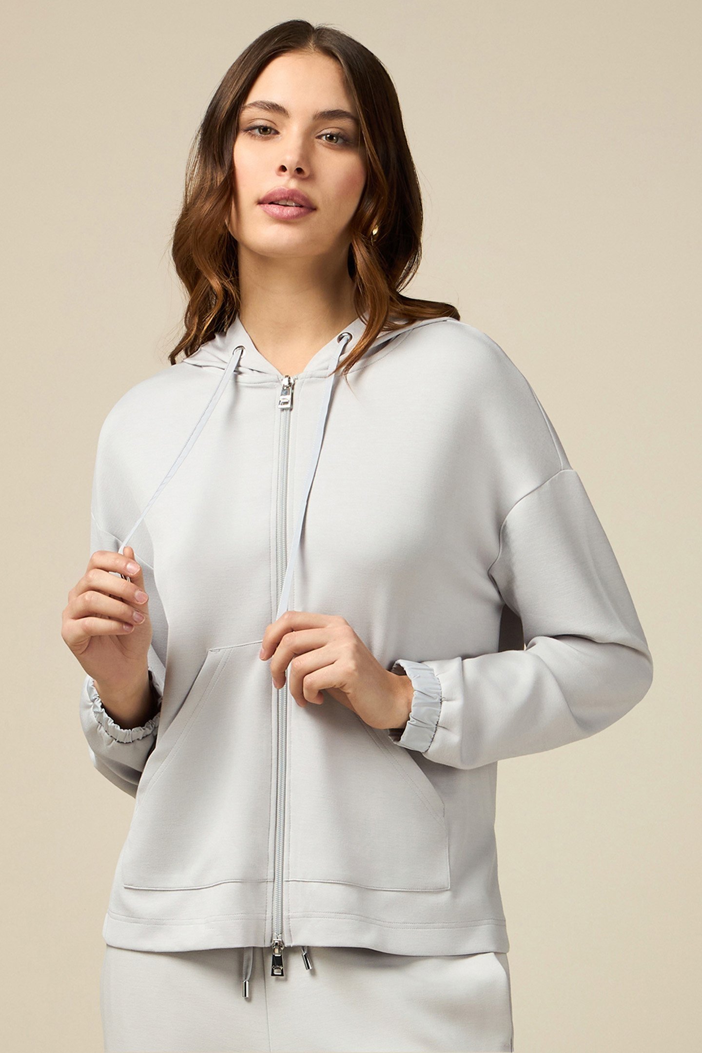 SOFT TOUCH SWEATSHIRT WITH ZIP AND HOOD GREY 1