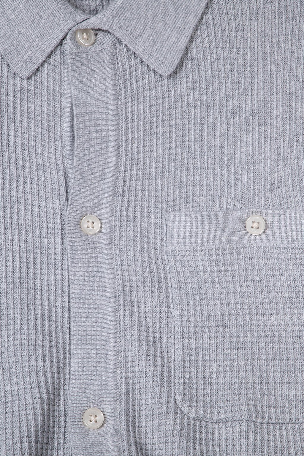 SS BUTTON FRONT CHEST POCKET SWEATER GREY/WHITE 4