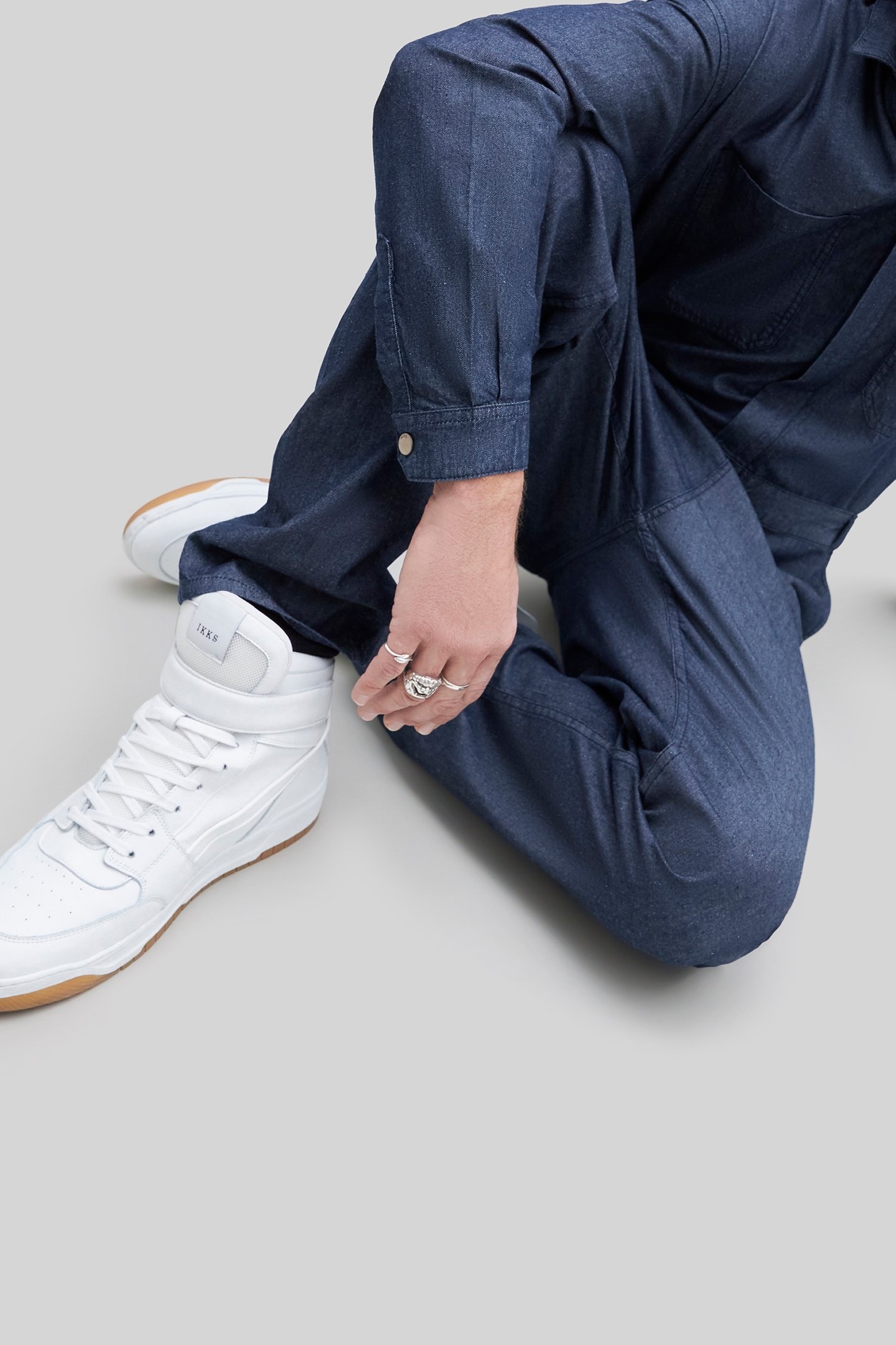 UNISEX NAVY WATERLESS DENIM GENDER FREE JUMPSUIT 4