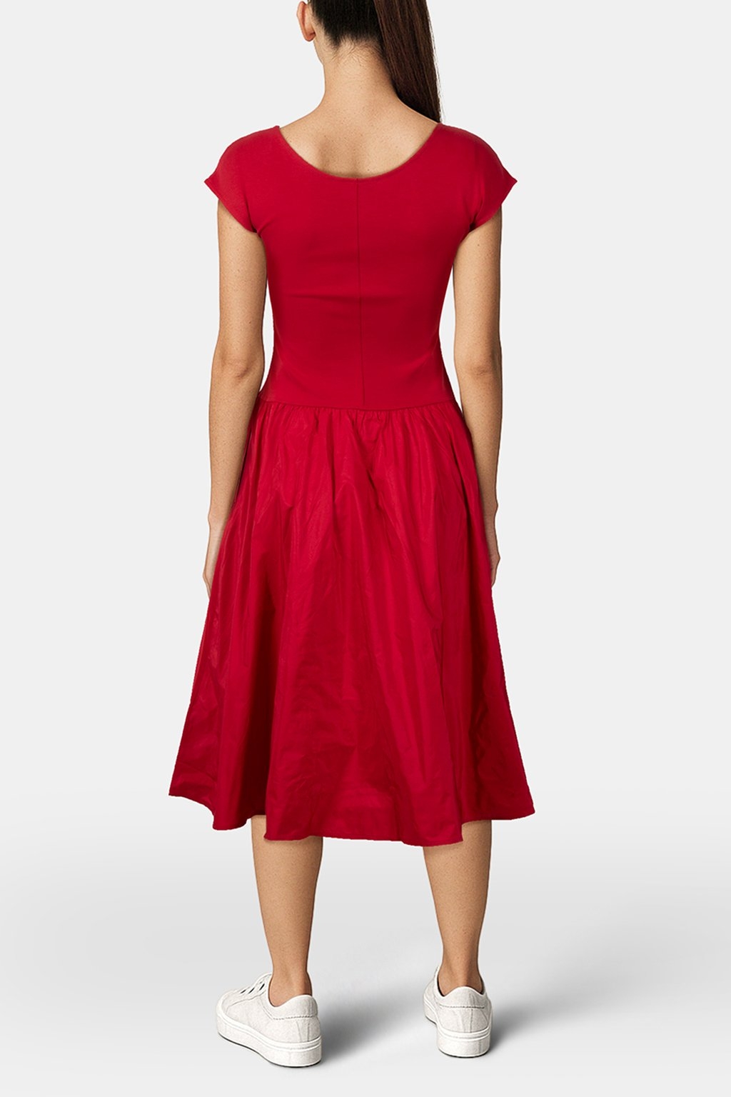 FLARED OPEN-NK SS DRESS MEDIUM RED 2