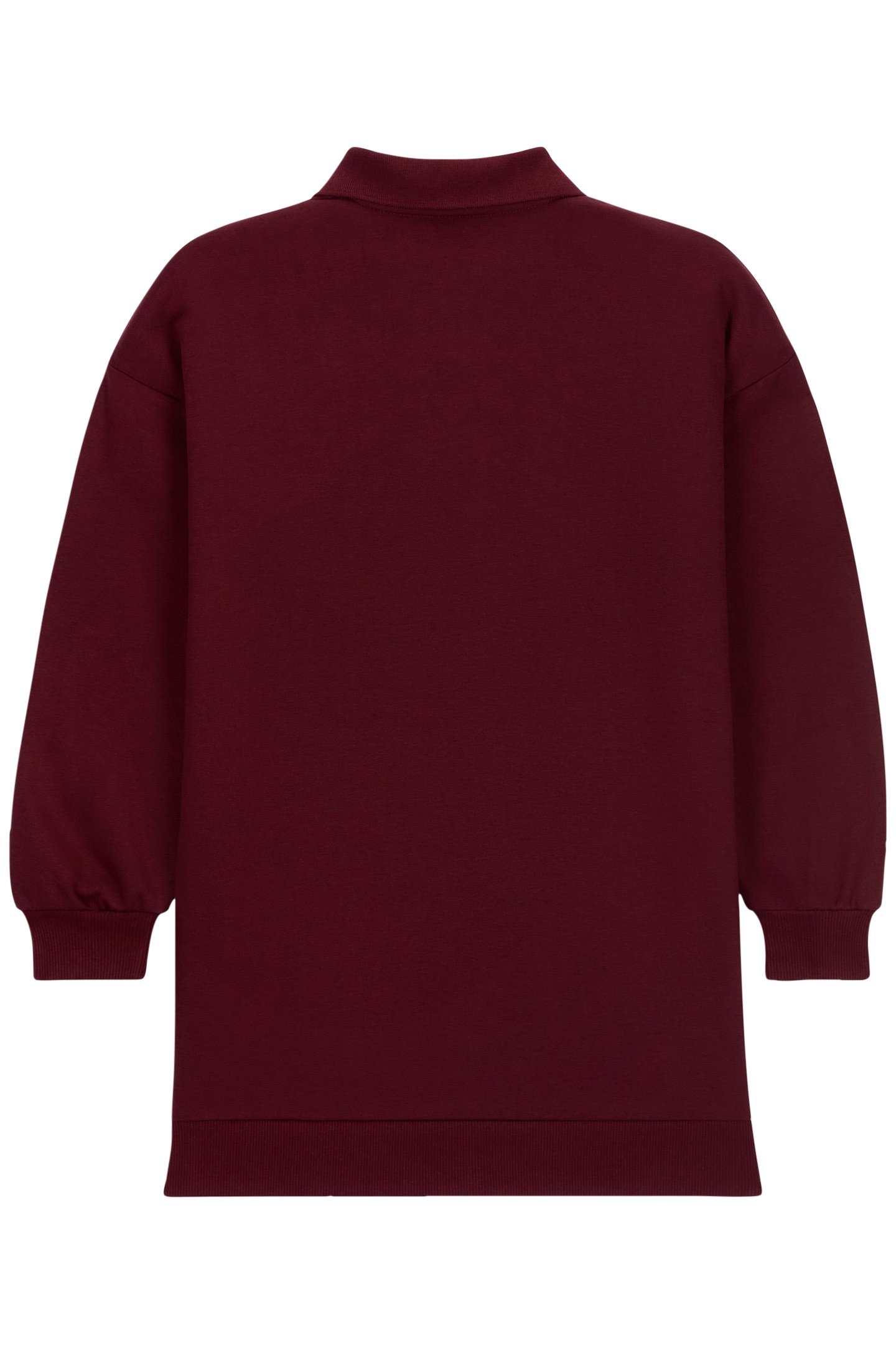 LONG SLEEVE POLO DRESS DEEP BORDEAUX 2