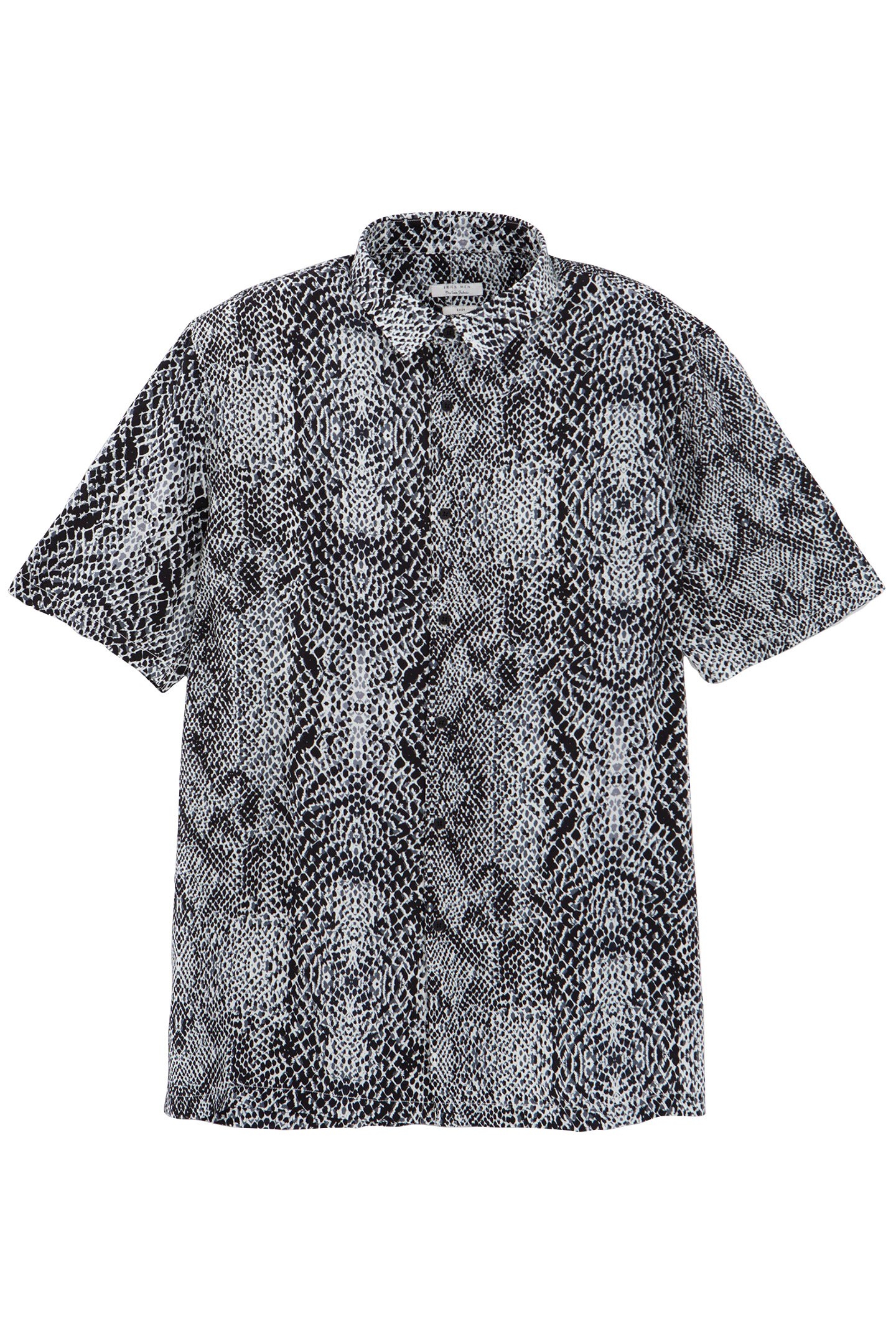 BLACK REGULAR SHIRT LENZING™ ECOVERO™ PYTHON EFFECT 1