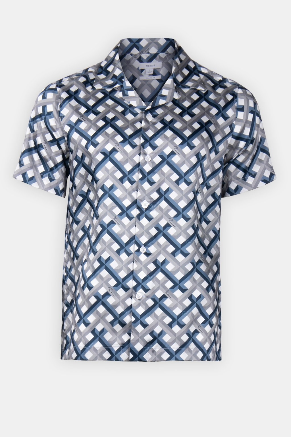 PRINTED CUBAN COLLAR SHIRT BLUE 3