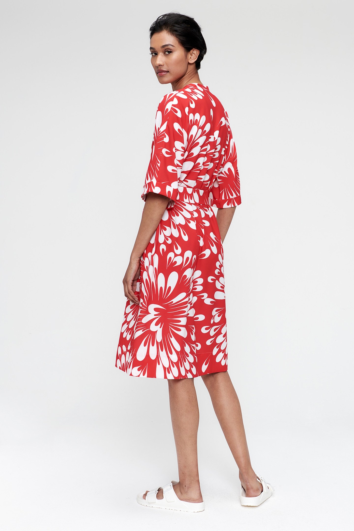PRINTED SHIFT DRESS FIERY RED 2