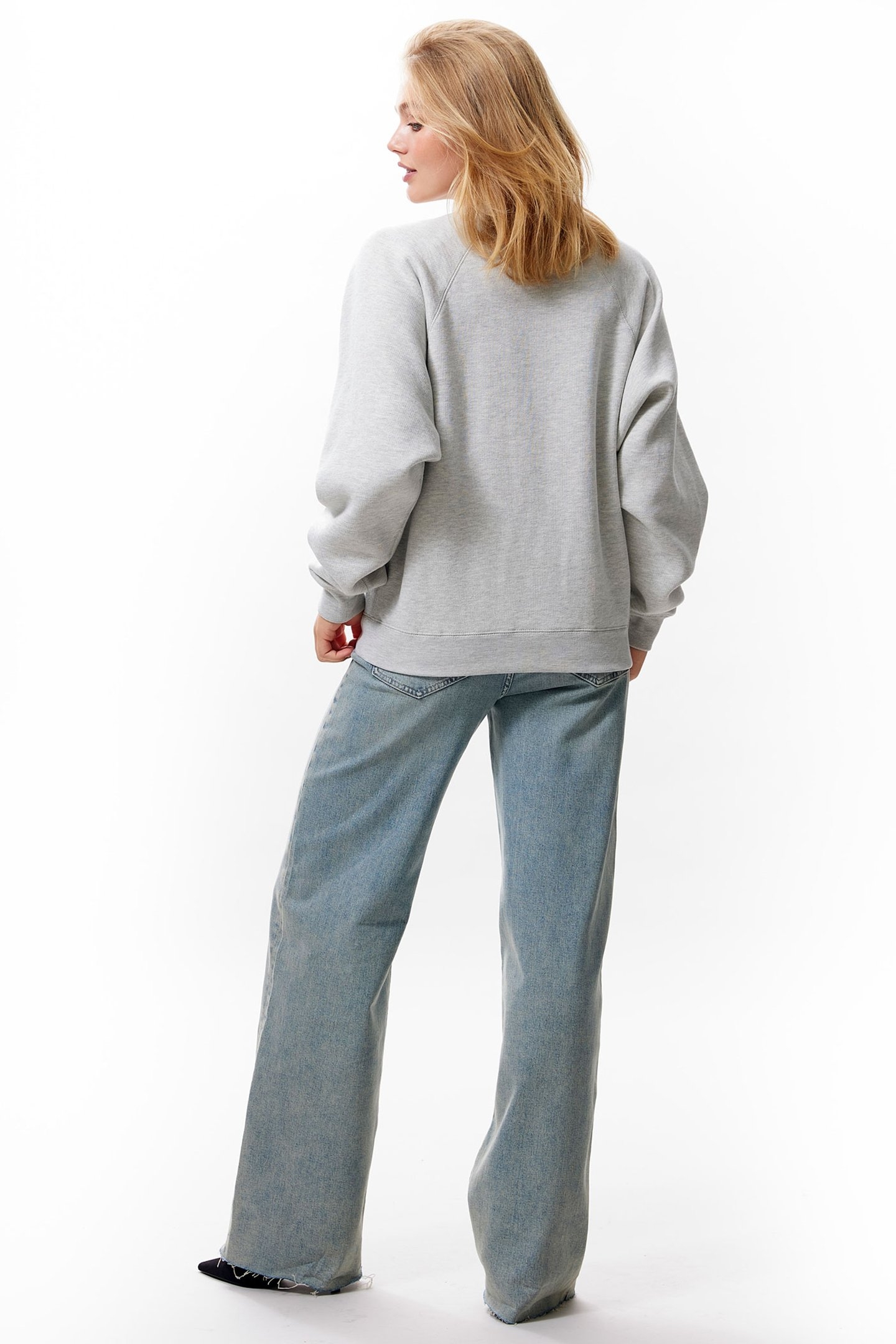 SWEATER WITH STRASS GRAPHIC GREY MELANGE 2