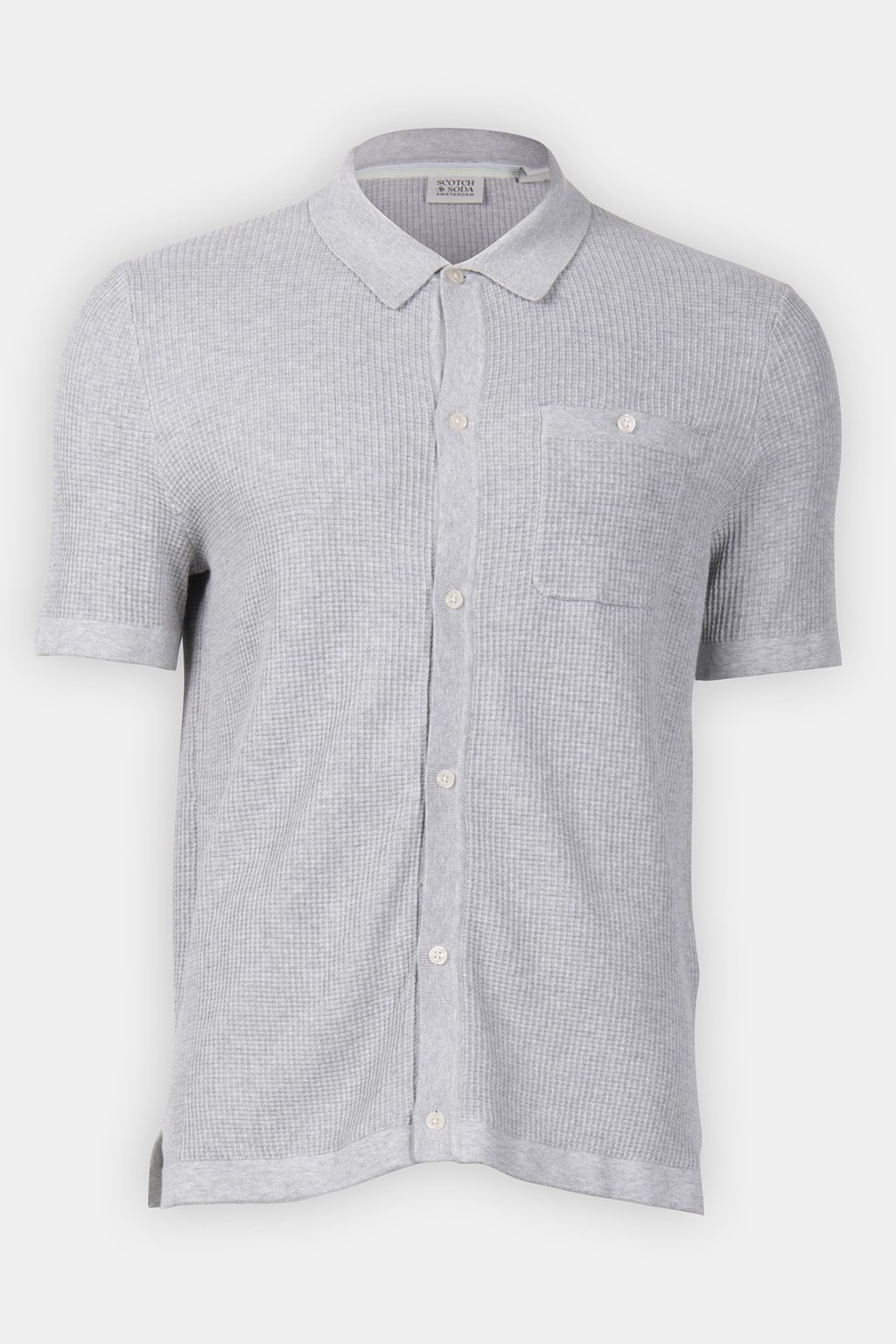 SS BUTTON FRONT CHEST POCKET SWEATER GREY/WHITE 3