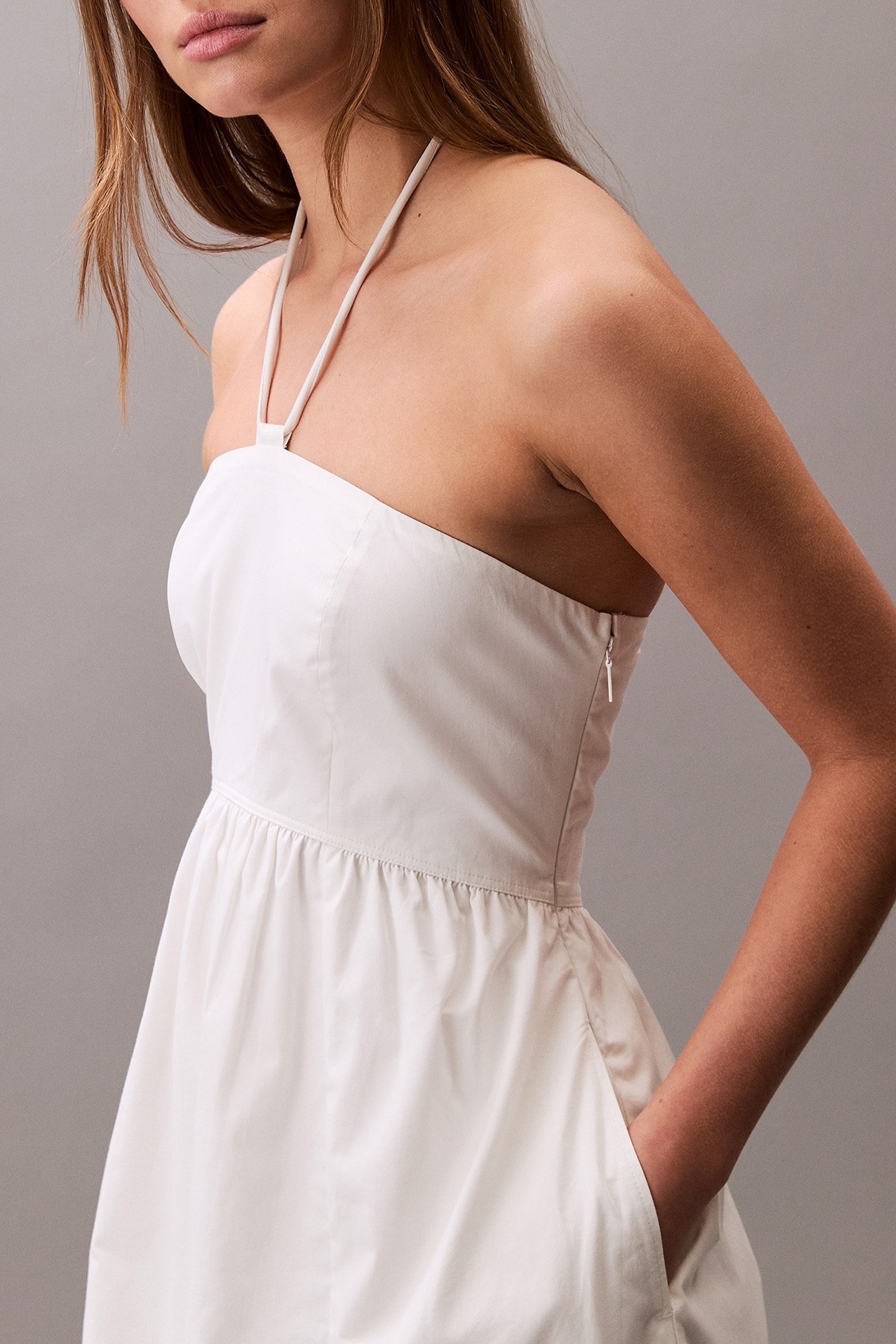COTTON TWILL HALTER DRESS BLANC DE BLANC 4