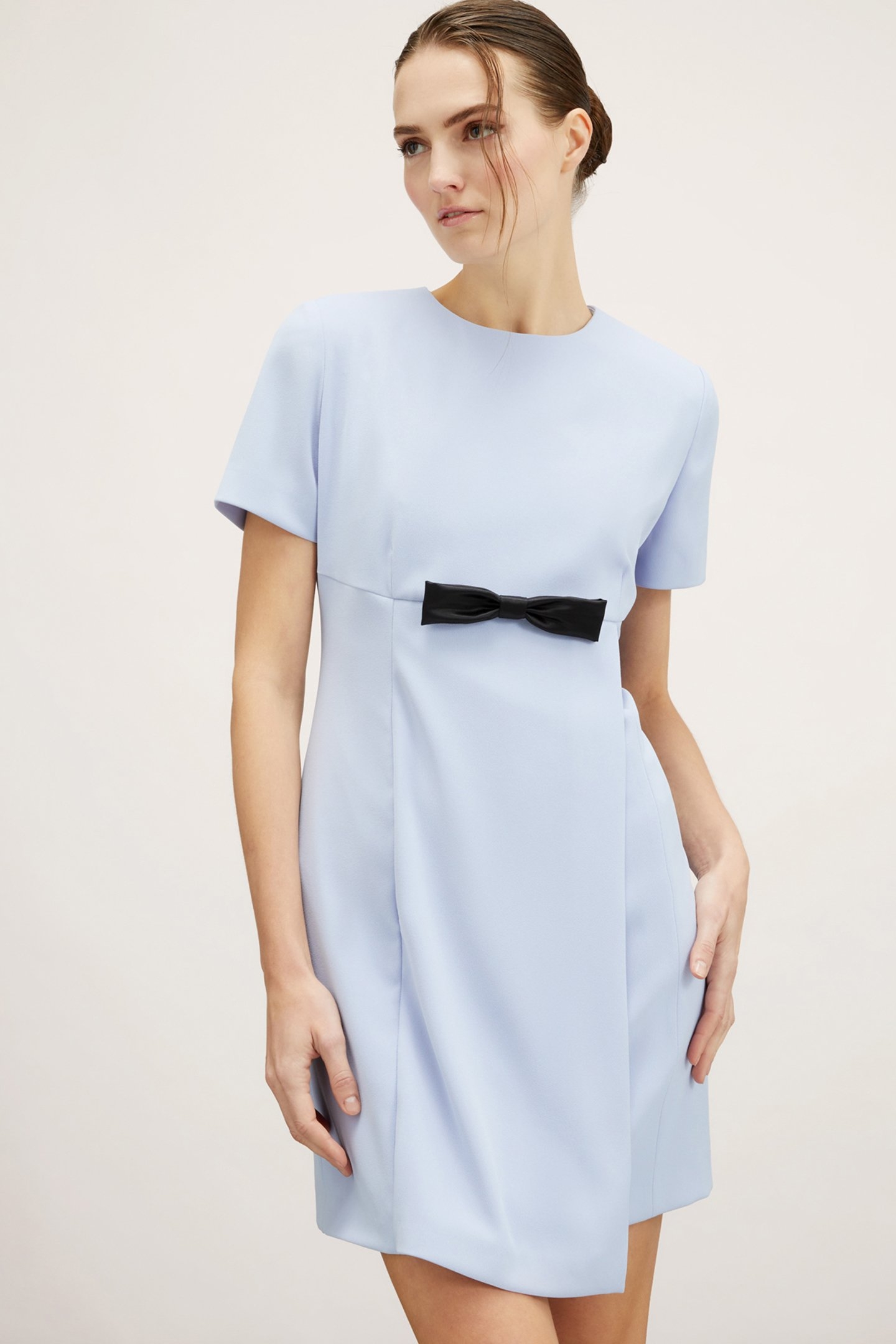 SHEATH DRESS WITH BOW LIGHT BLUE 1