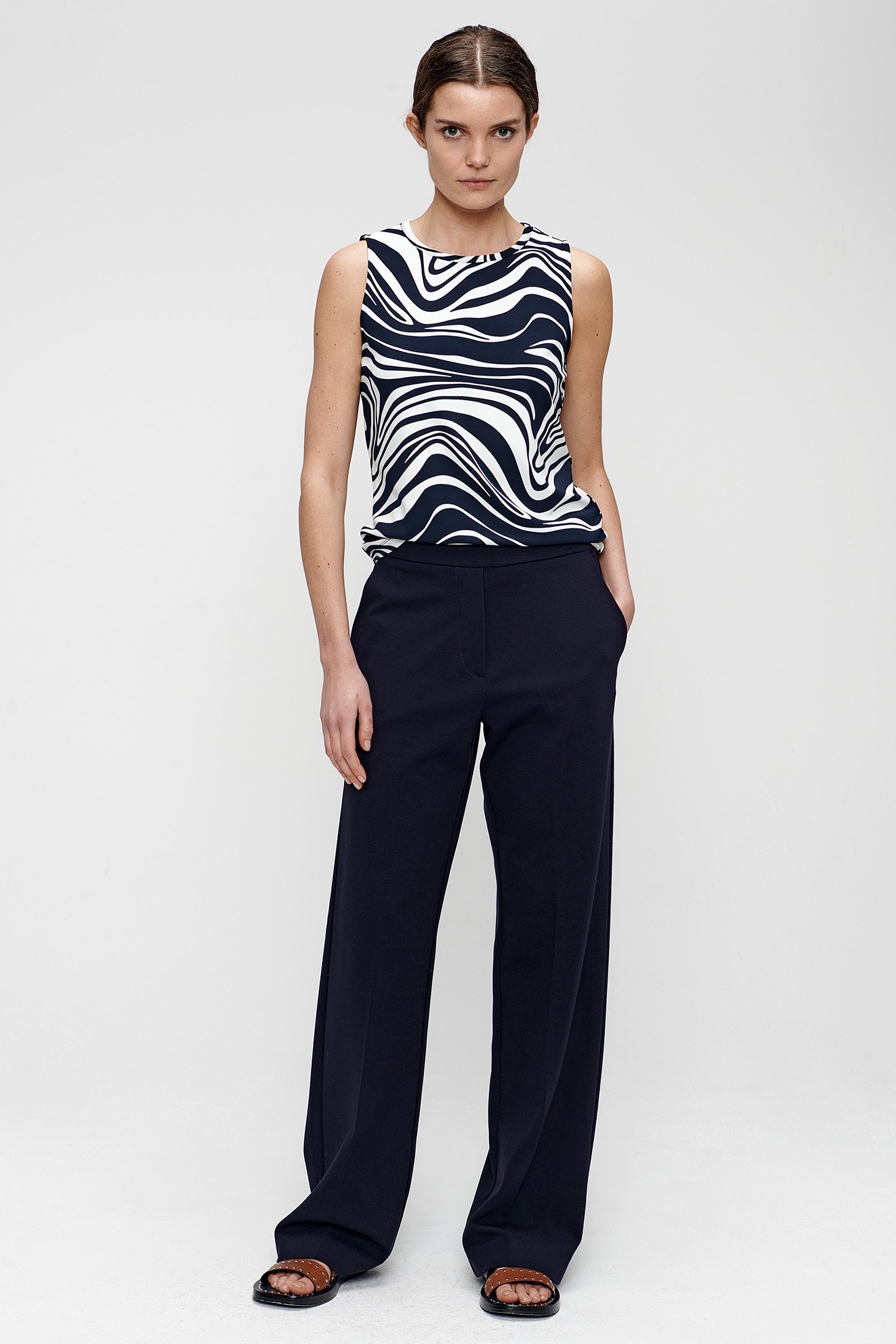 VISCOSE STRETCH PANTS INK BLUE 1