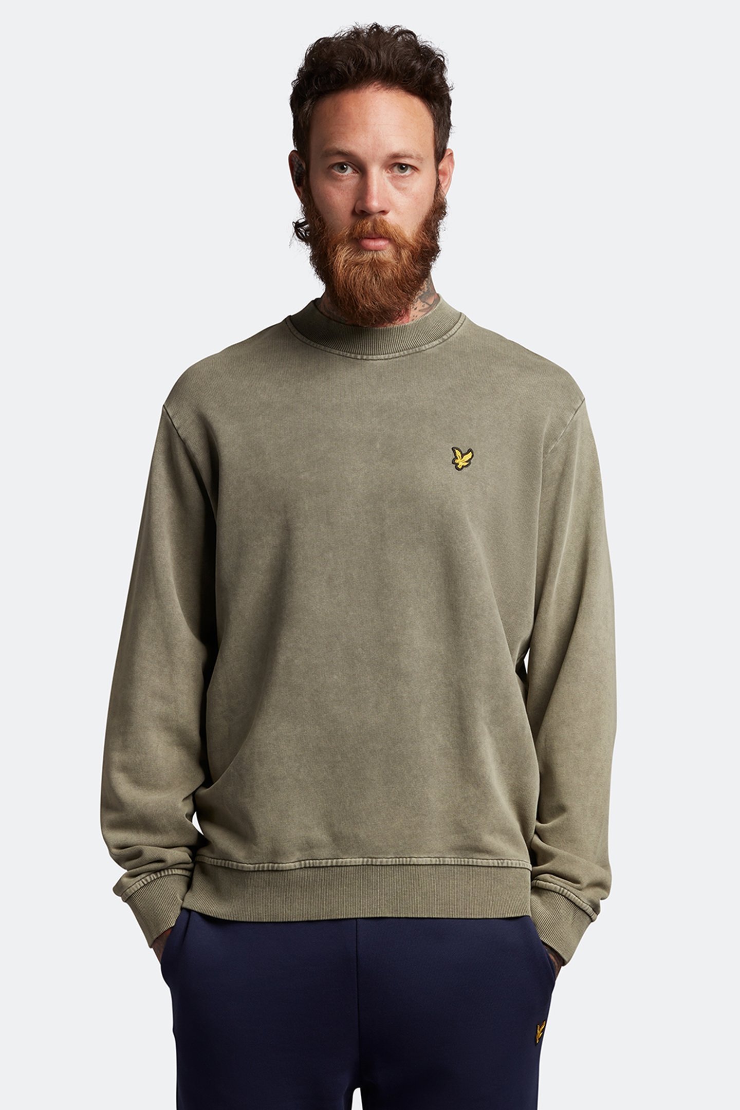 WASHED MOCK NECK SWEATSHIRT OLIVE 1