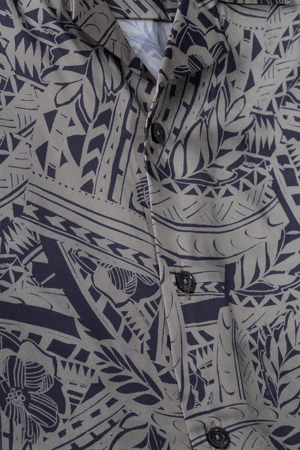 PRINTED CUBAN COLLAR SHIRT KHAKI 5