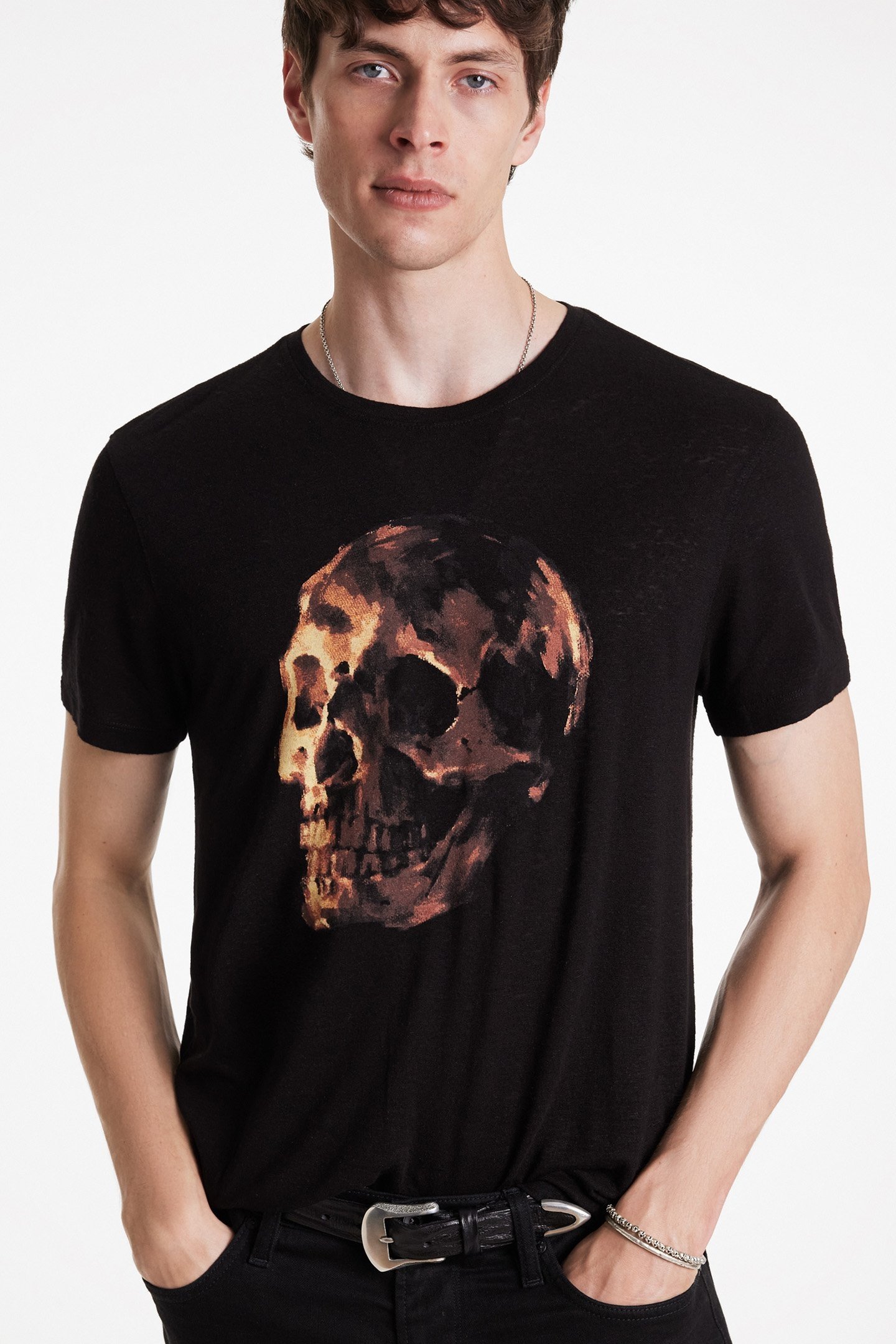 SS CREW TEE - OIL SKULL BLACK 3