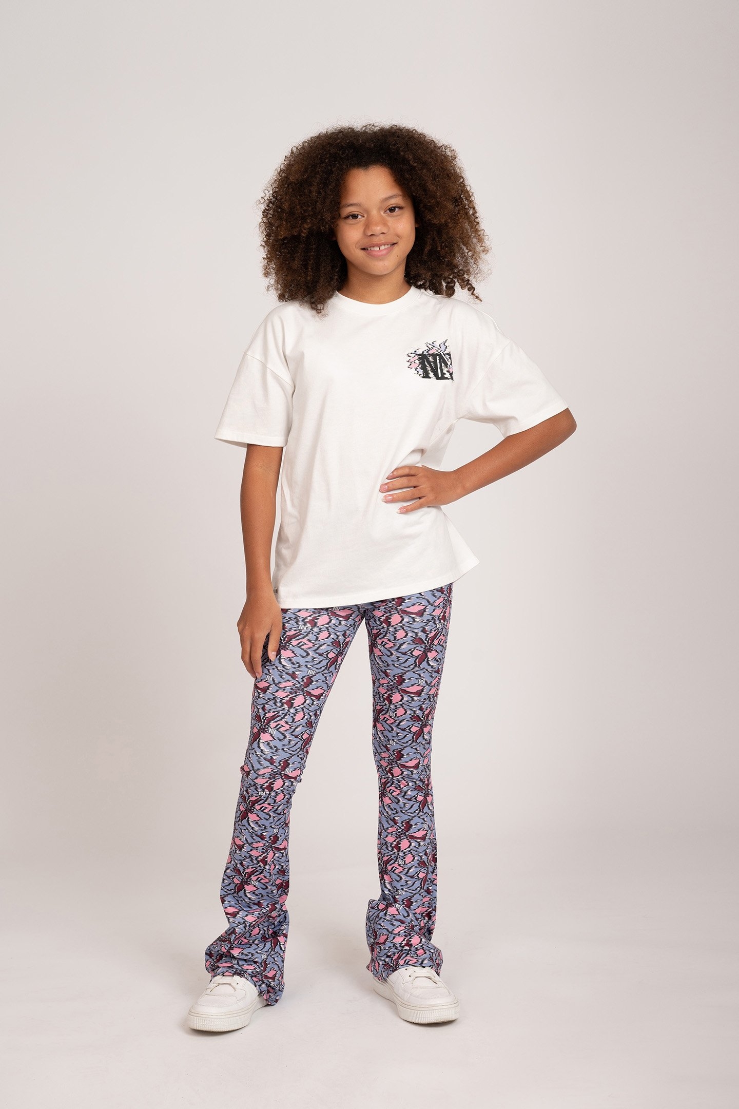 PRINTED FLARED PANTS LAVENDER BLUE/SOFT PINK 1