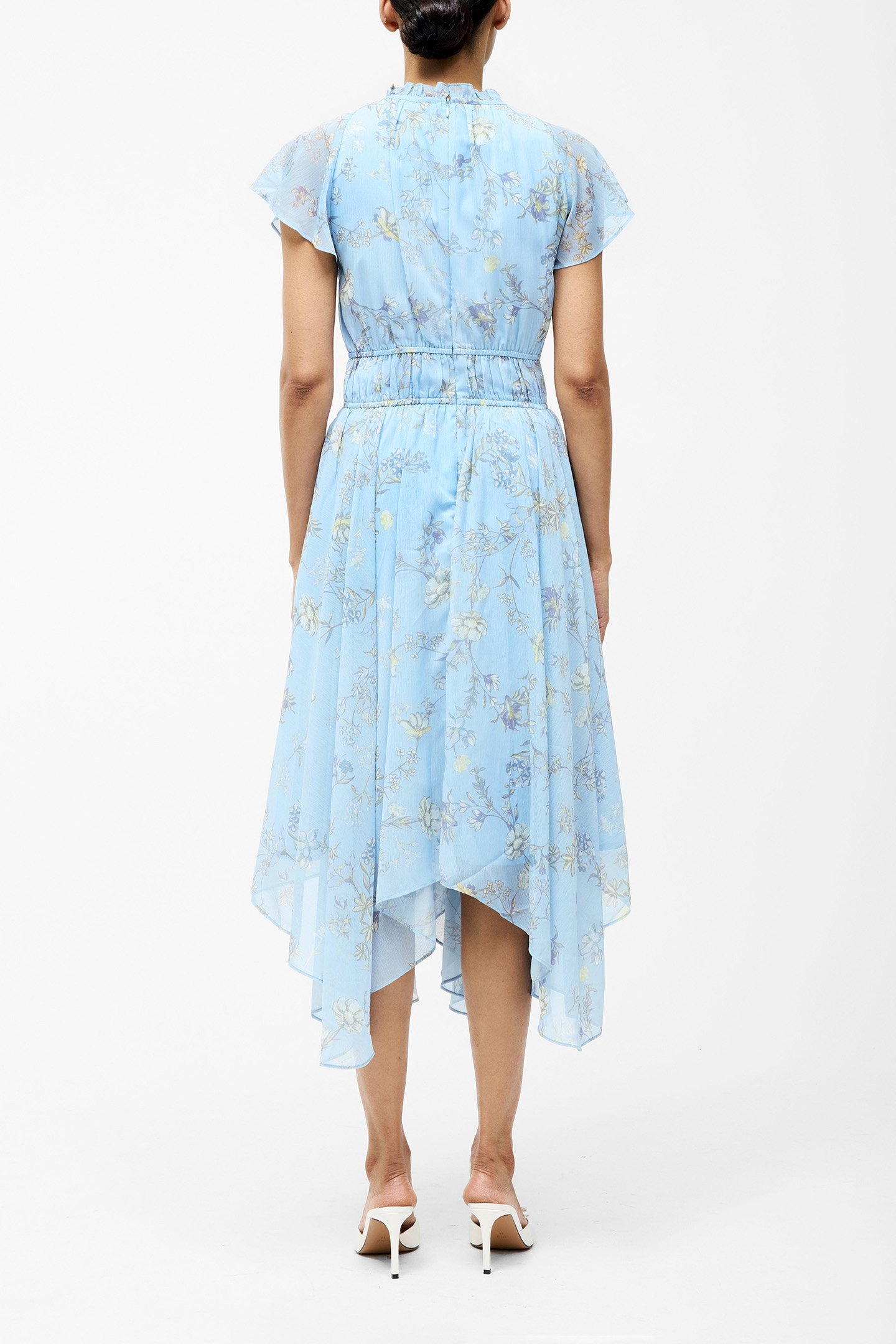 DIANA GATHERED FLOWING DRESS CASHMERE BLUE 2