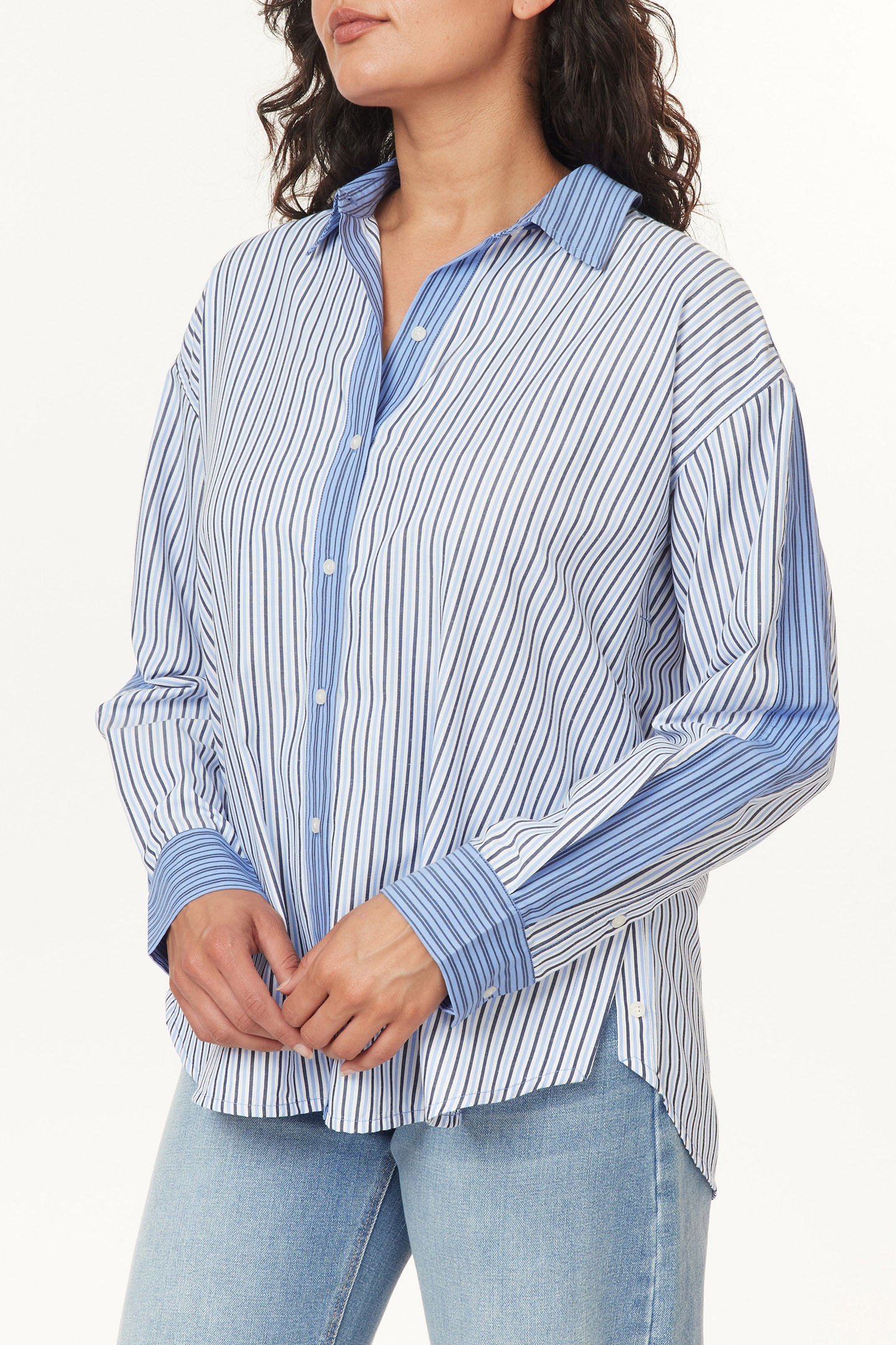 STRIPE BLOCK LS SHIRT BLUE/WHITE 3