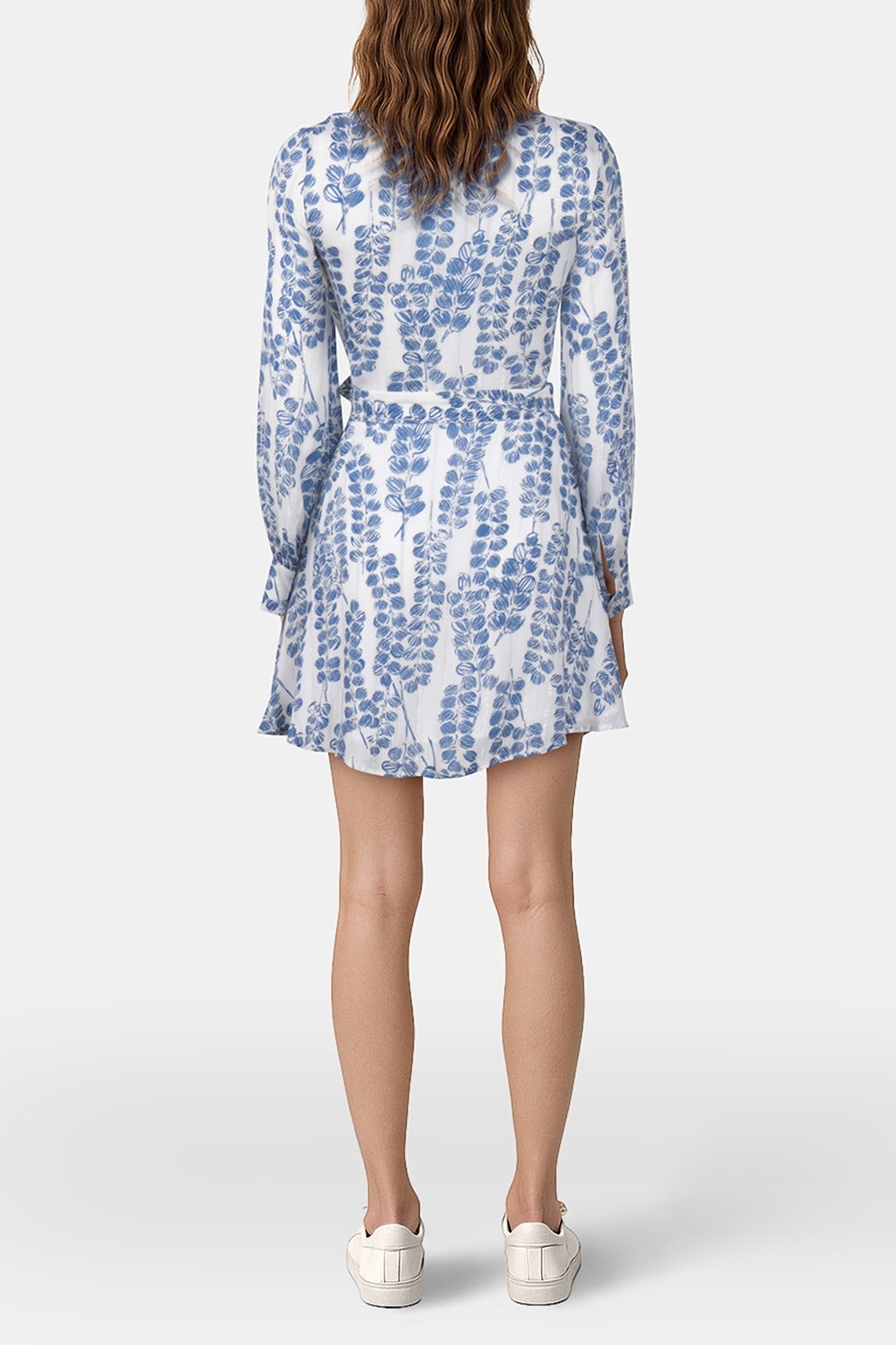 LS PRINTED FLIPPY DRESS WHITE/BLUE 2