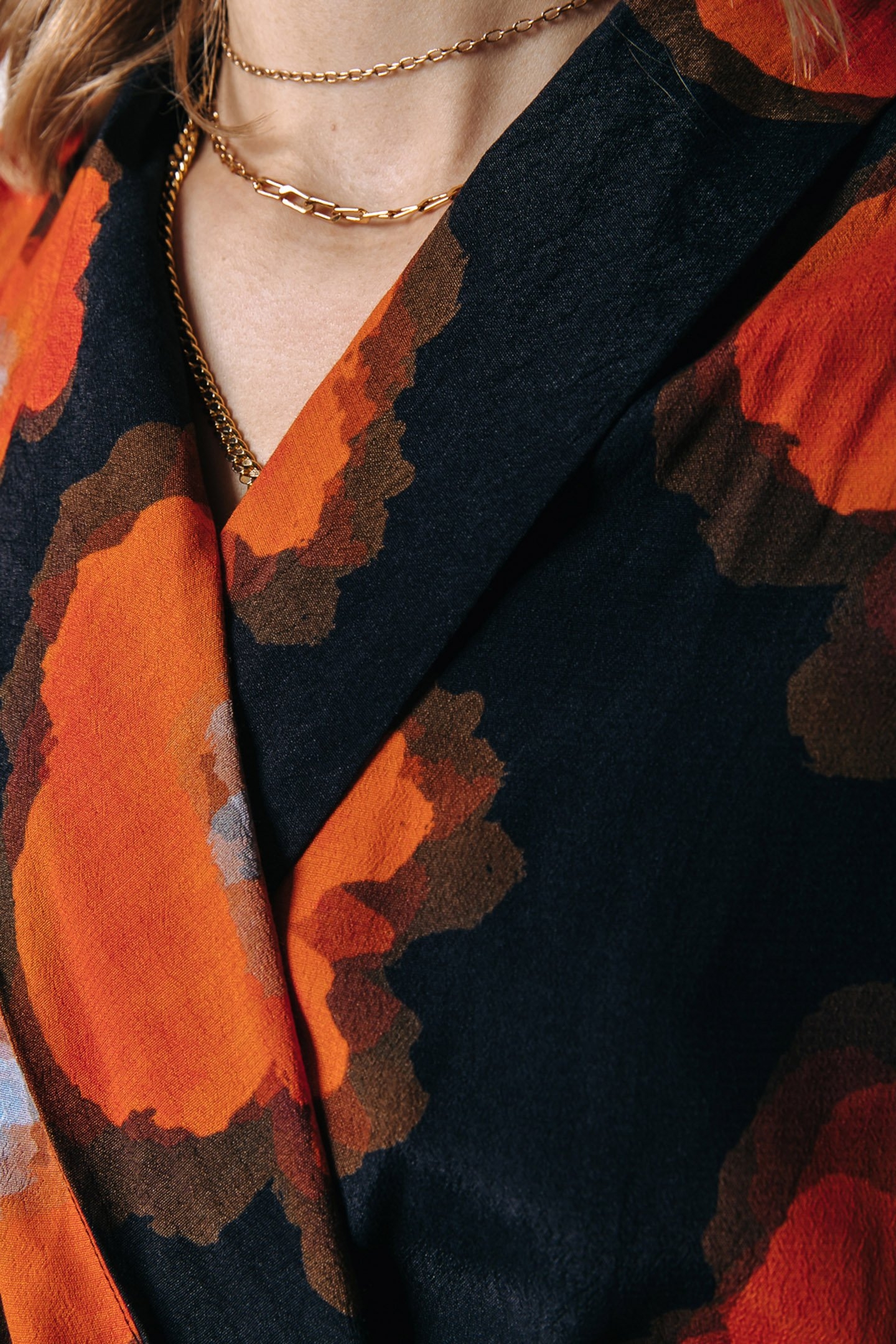 DORIN PAINTED FLOWER MINI WRAP DRESS MANDARIN ORANGE 3