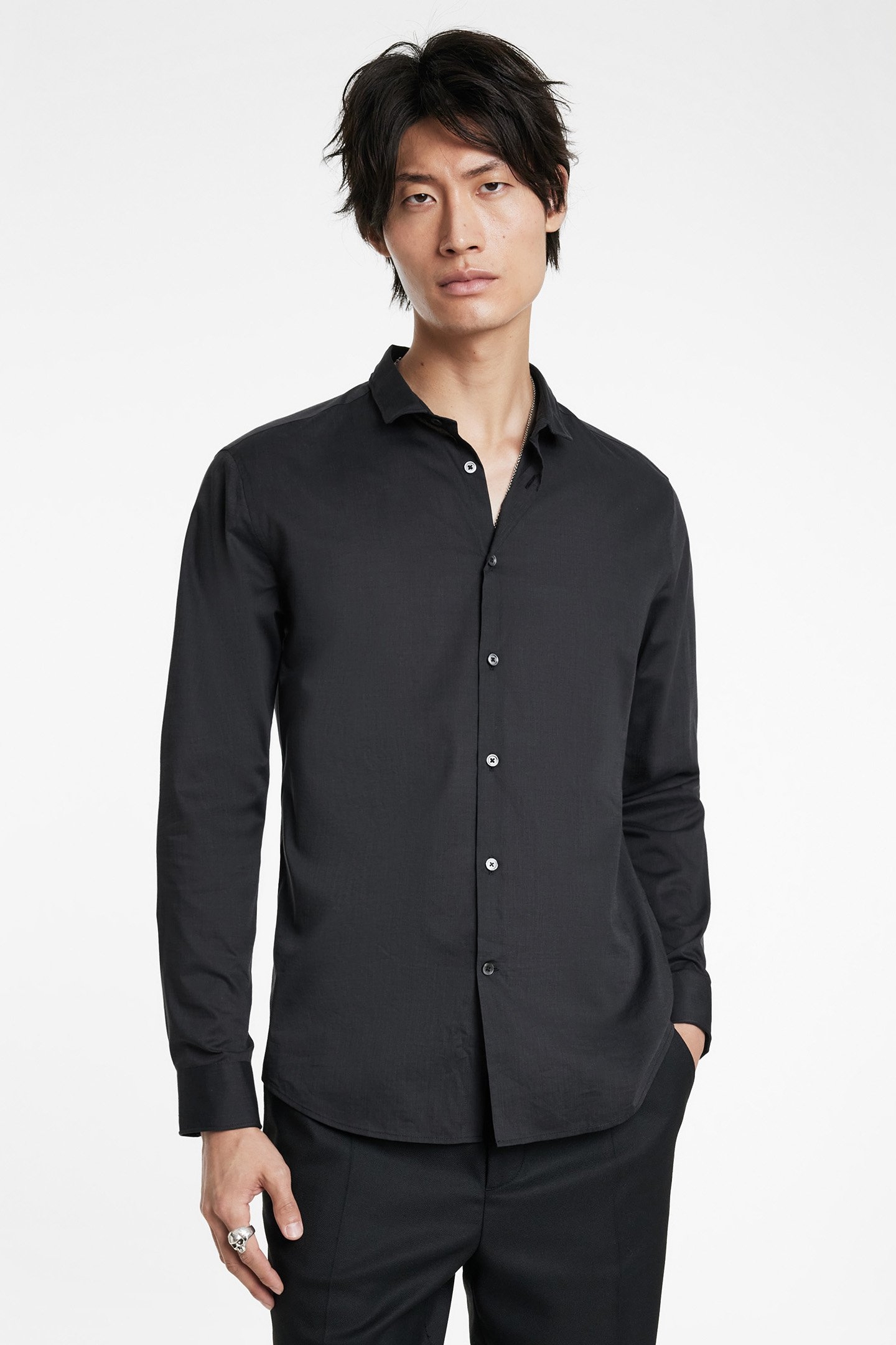 SLIM FIT SHIRT WITH WIRE CARBON GREY 1