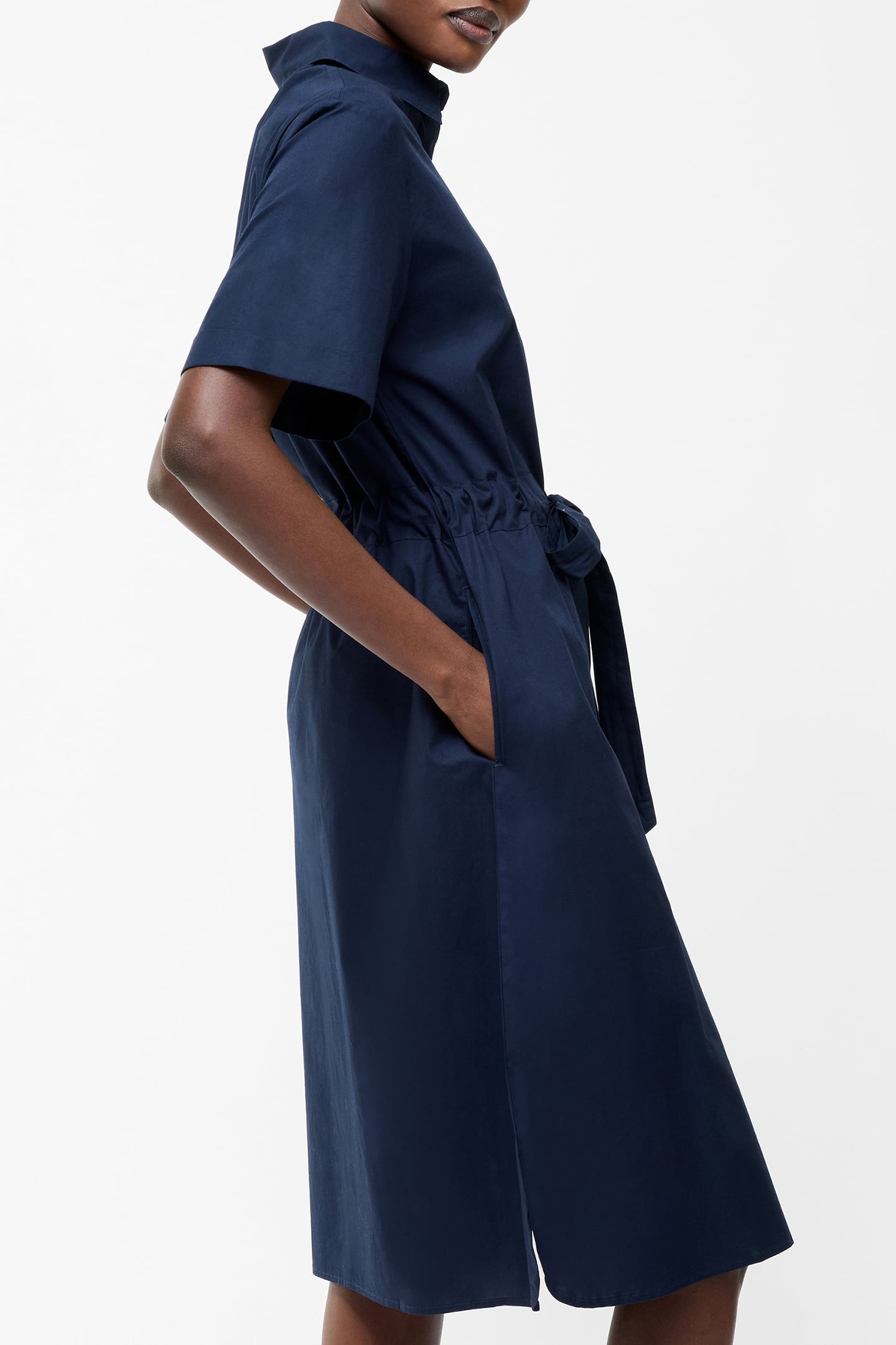 POPLIN TIE WAIST SHIRT DRESS MIDNIGHT 3