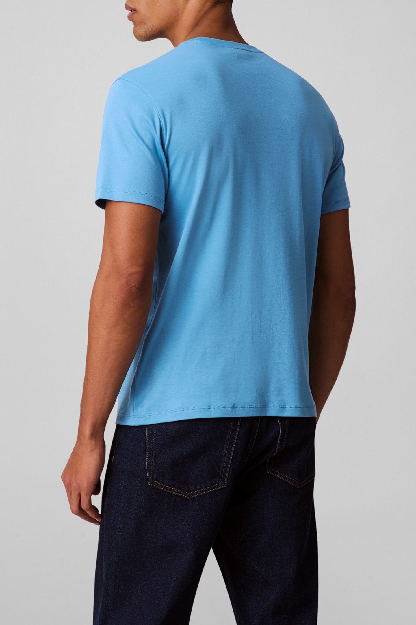 SS SUPIMA CHEST EMB T-SHIRT BLUE STEAM 2