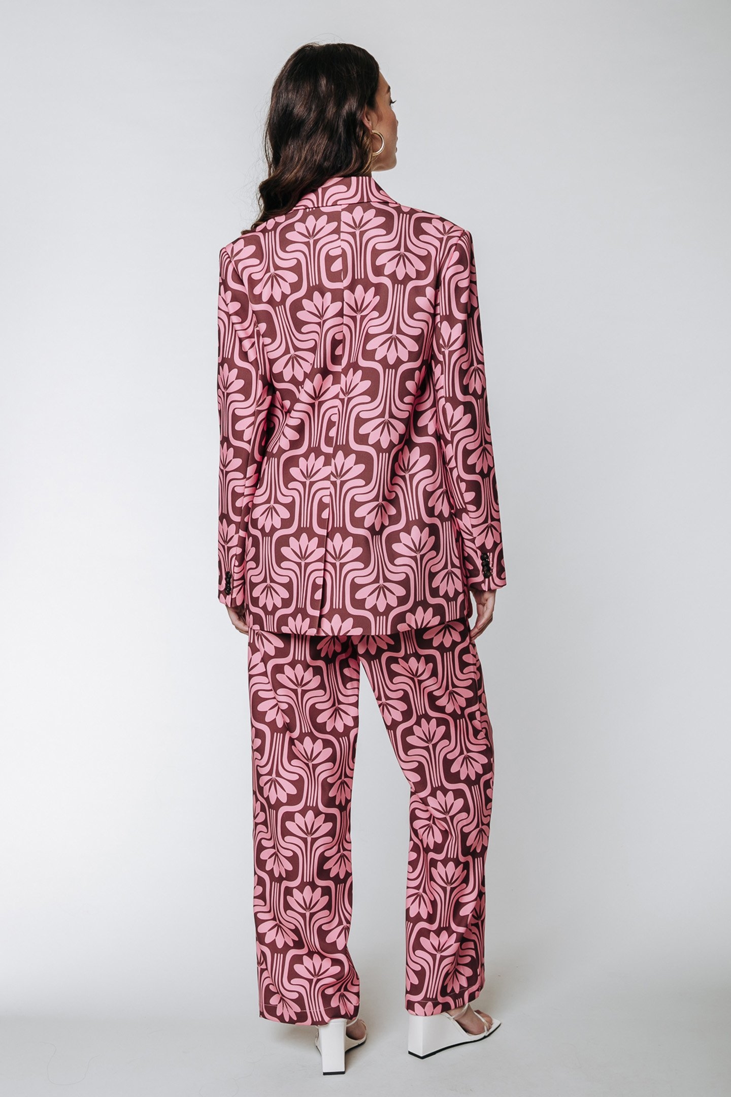 WENDE RETRO FLOWER LOW WAIST PANTS OLD PINK 2