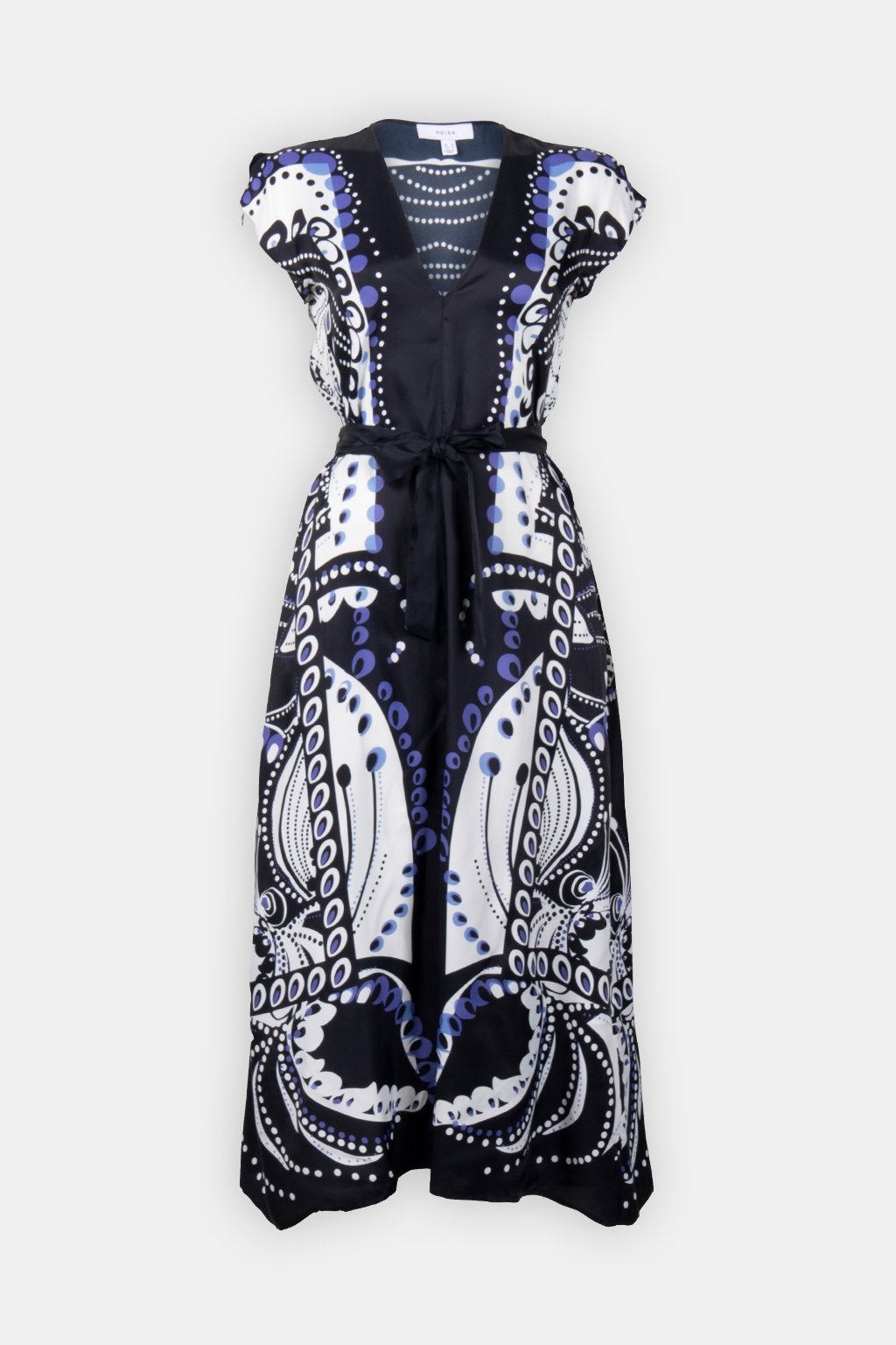SCARF PRINT MIDI DRESS NAVY/WHITE 3
