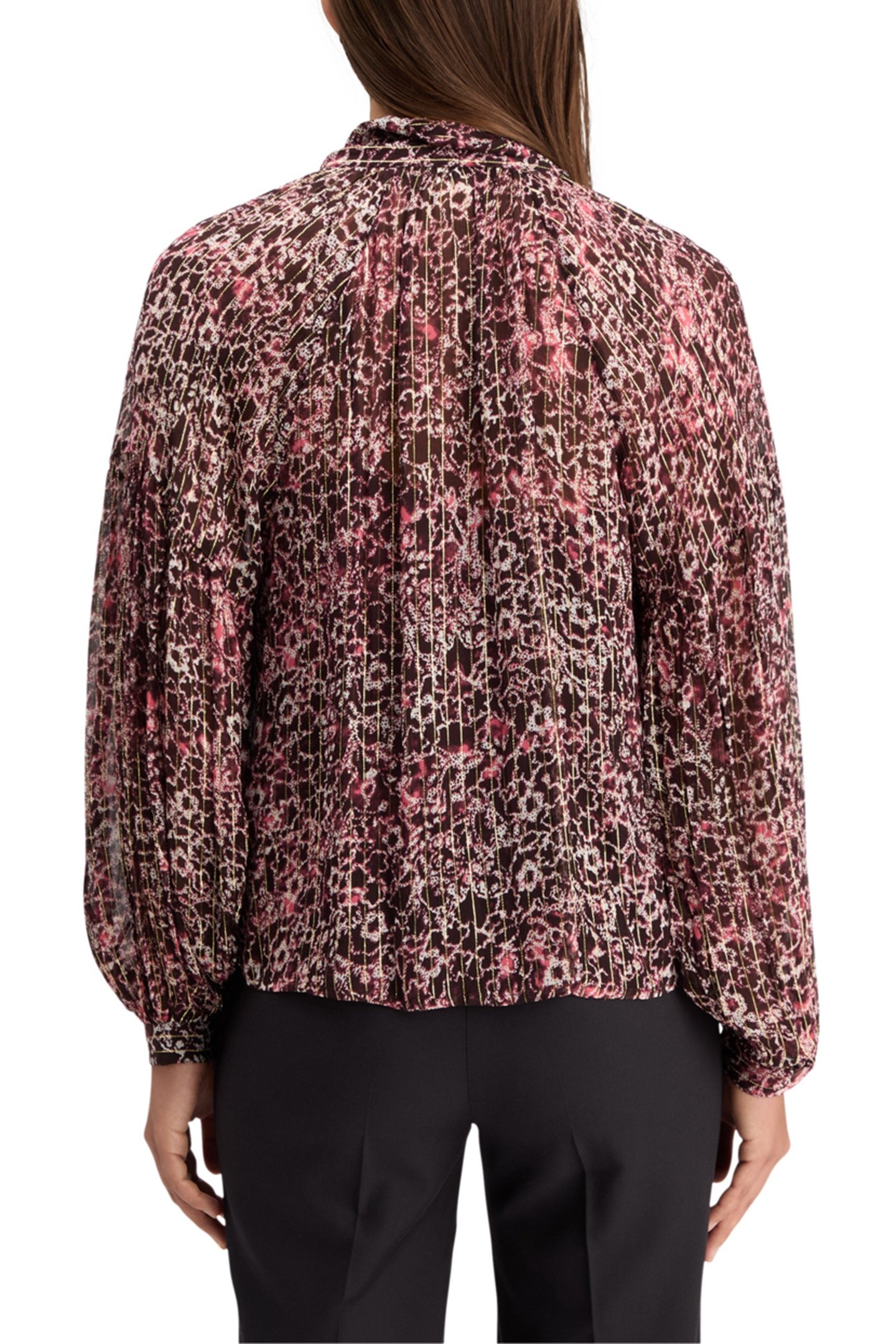 LUREX TOP WITH BOW NECK SHIBORI FLORAL PINK 2