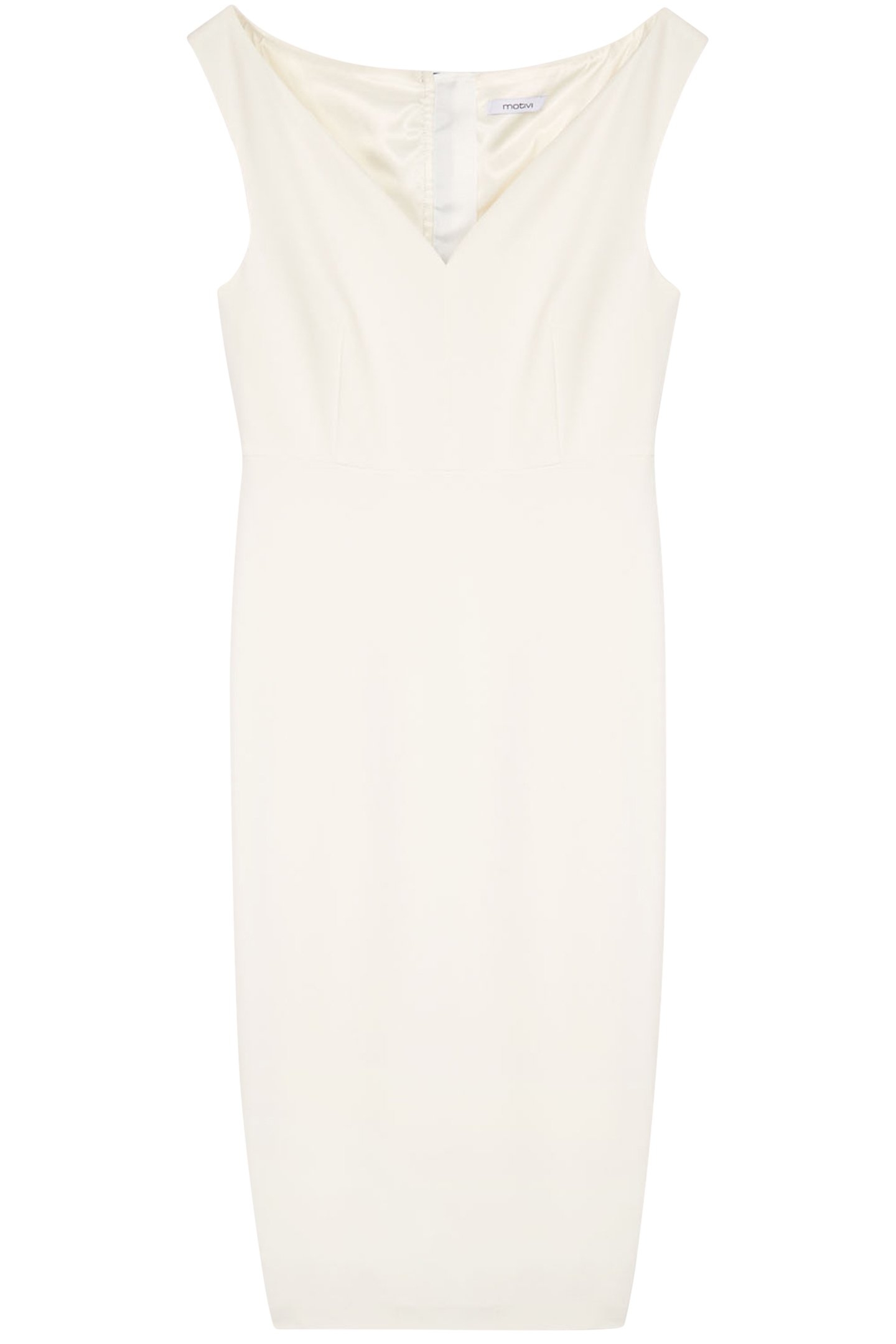 ELEGANT SHEATH DRESS WITH CONTRASTING ZIP WHITE 3