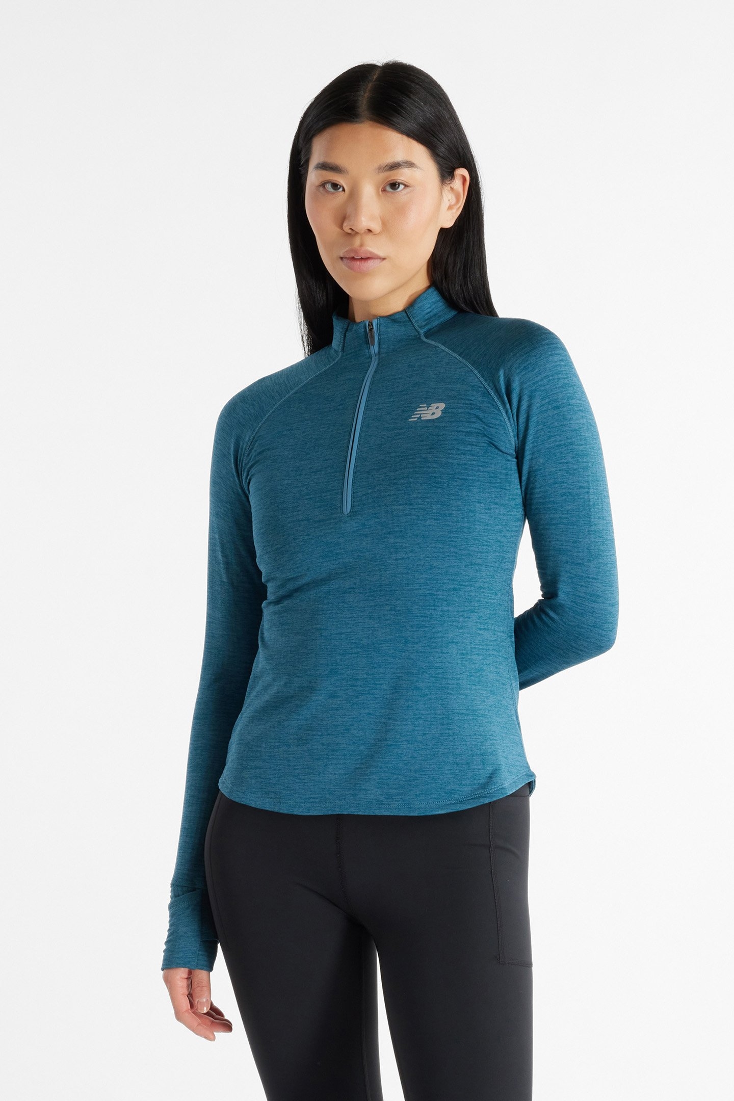 ATHLETICS HEAT GRID 1/2 ZIP TOP IN BLUE 1