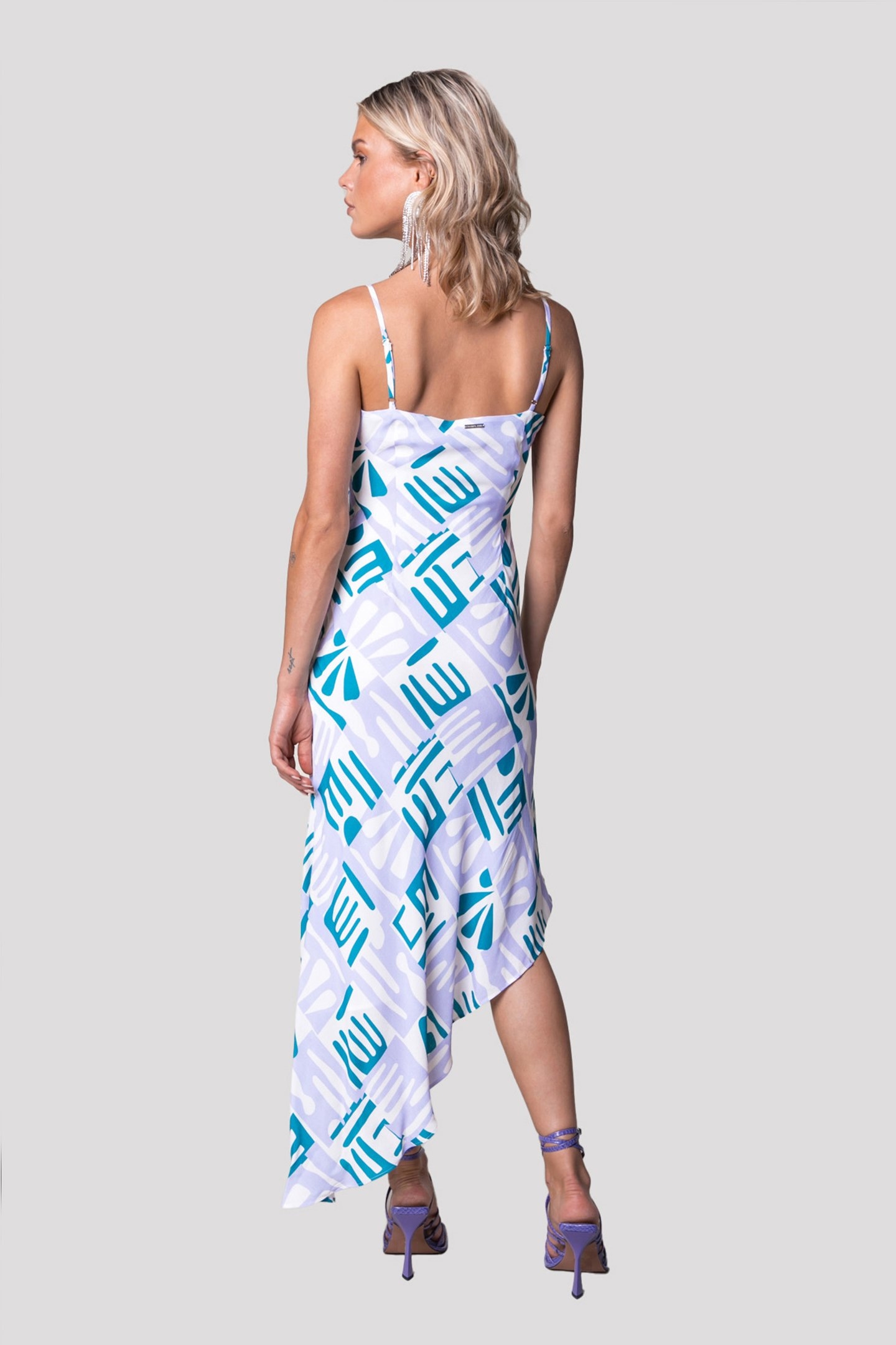 ALINA ABSTRACT TILES ASYMMETRIC DRESS SL PASTEL LILAC 2