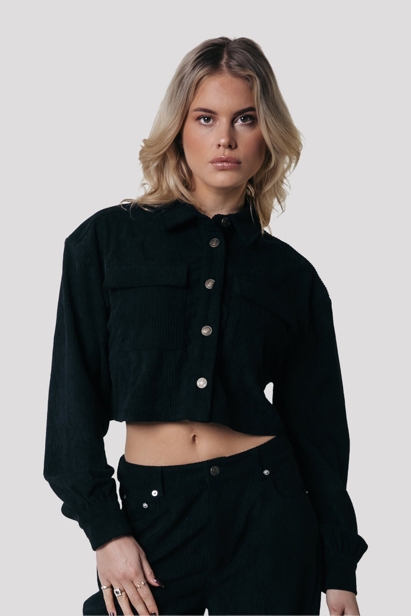 OLLE CORDUROY BLOUSE BLACK 1