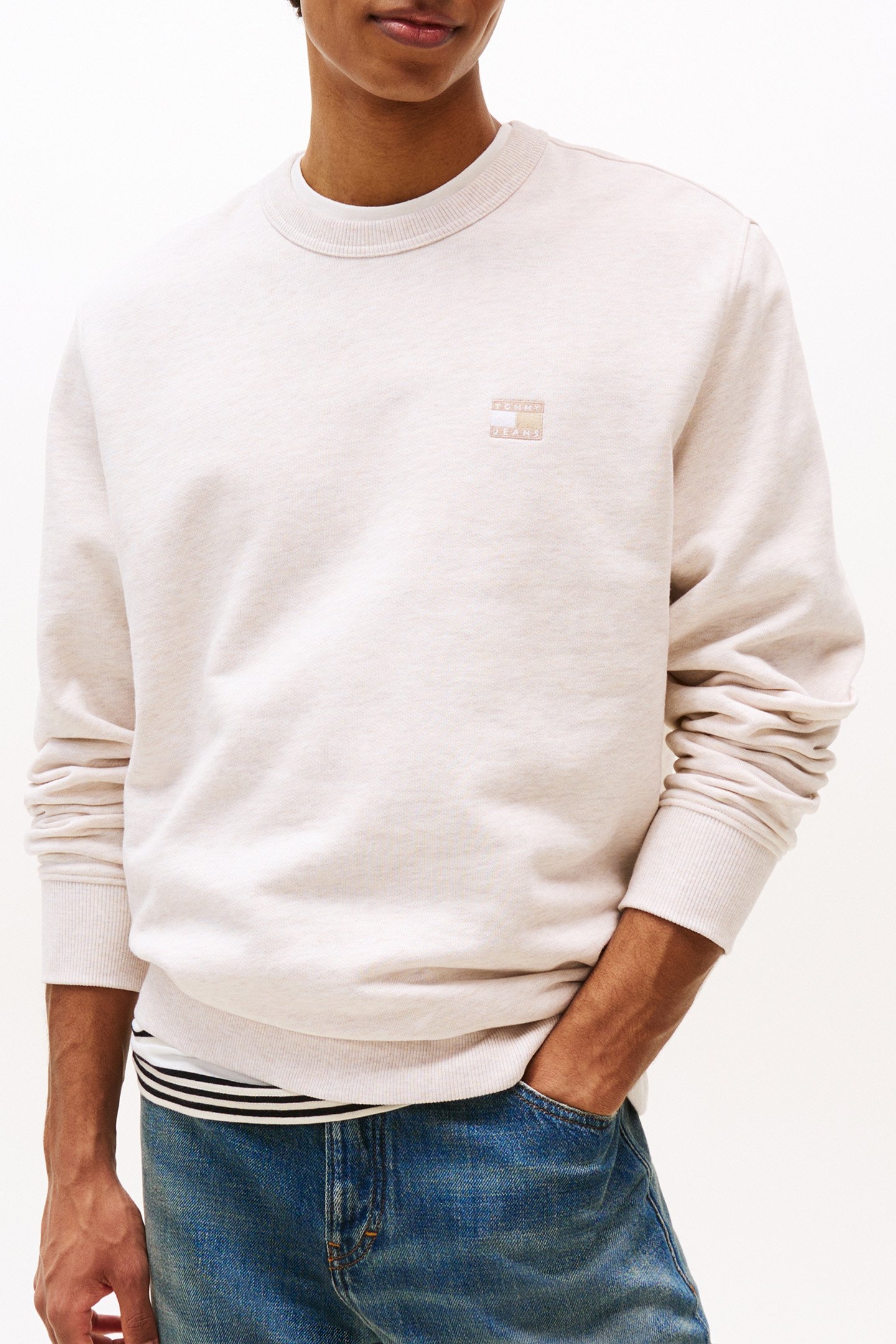 TJM REGULAR FIT CREW NECK SWEATER OAT MARL HTR TONAL 1