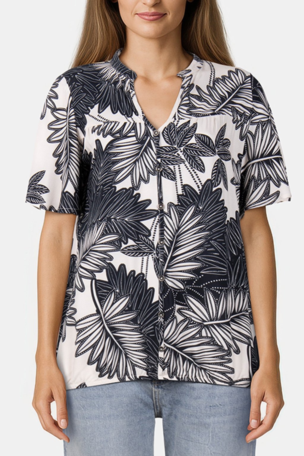 SHORT SLEEVE BLOUSE CARRY OFFWHITE WITH FLORET PRINT 1