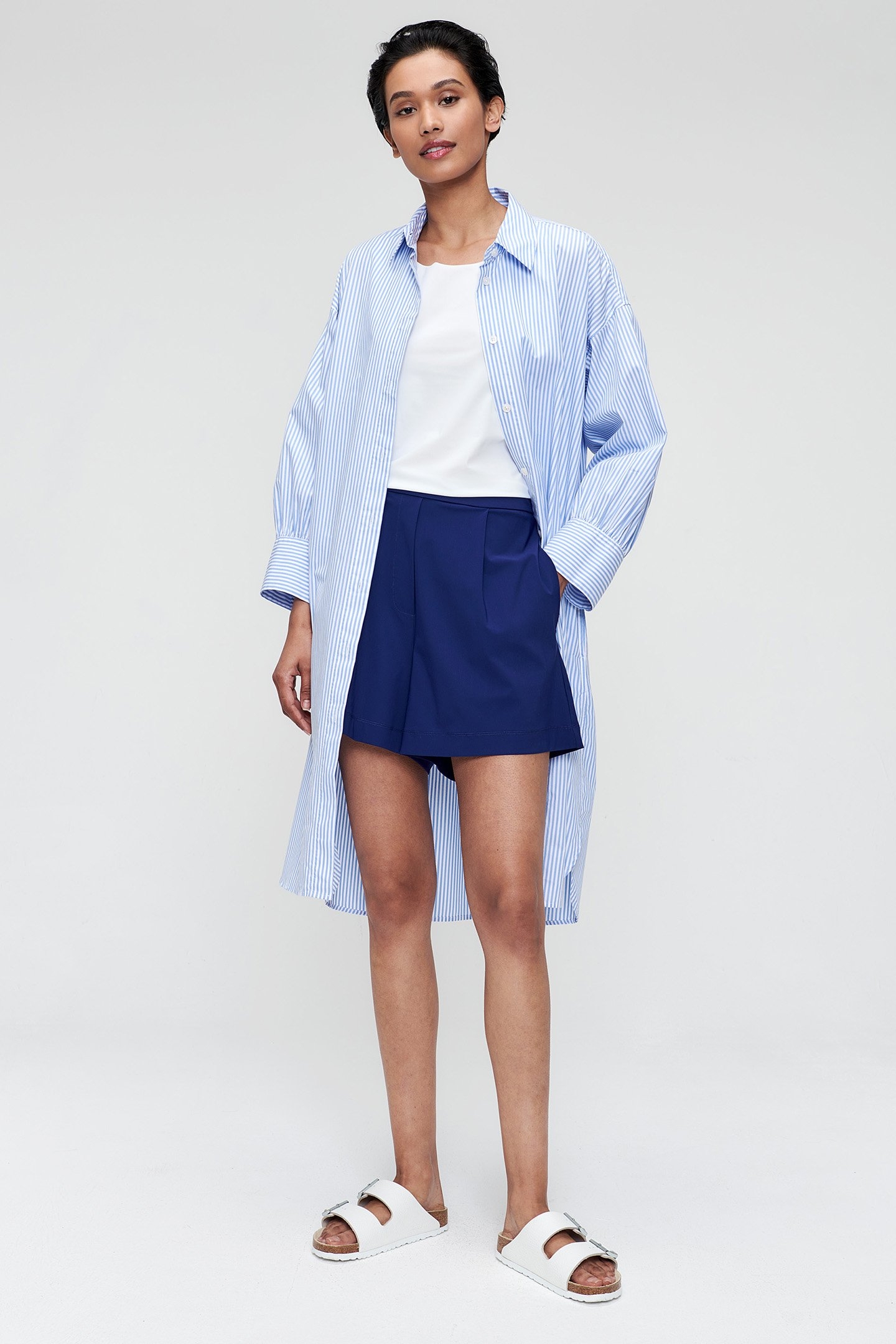 STRIPED COTTON SHIRT DRESS AIR BLUE 1